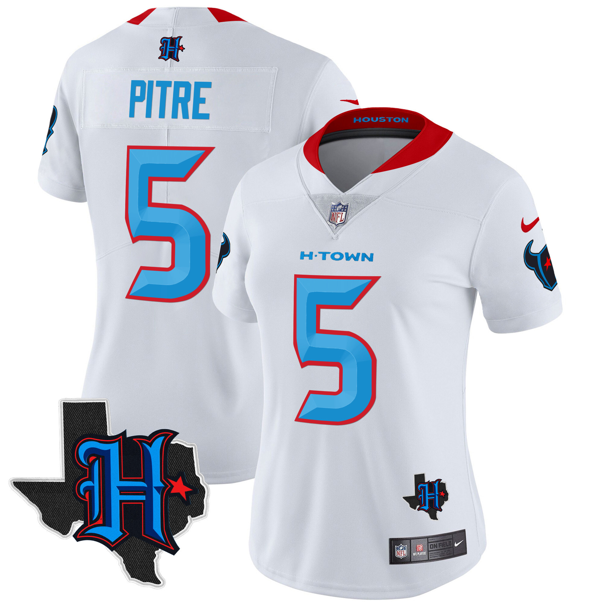 Jalen Pitre Women's Houston Texans 2024 Texas Patch Vapor Limited White Limited Jersey - All Stitched