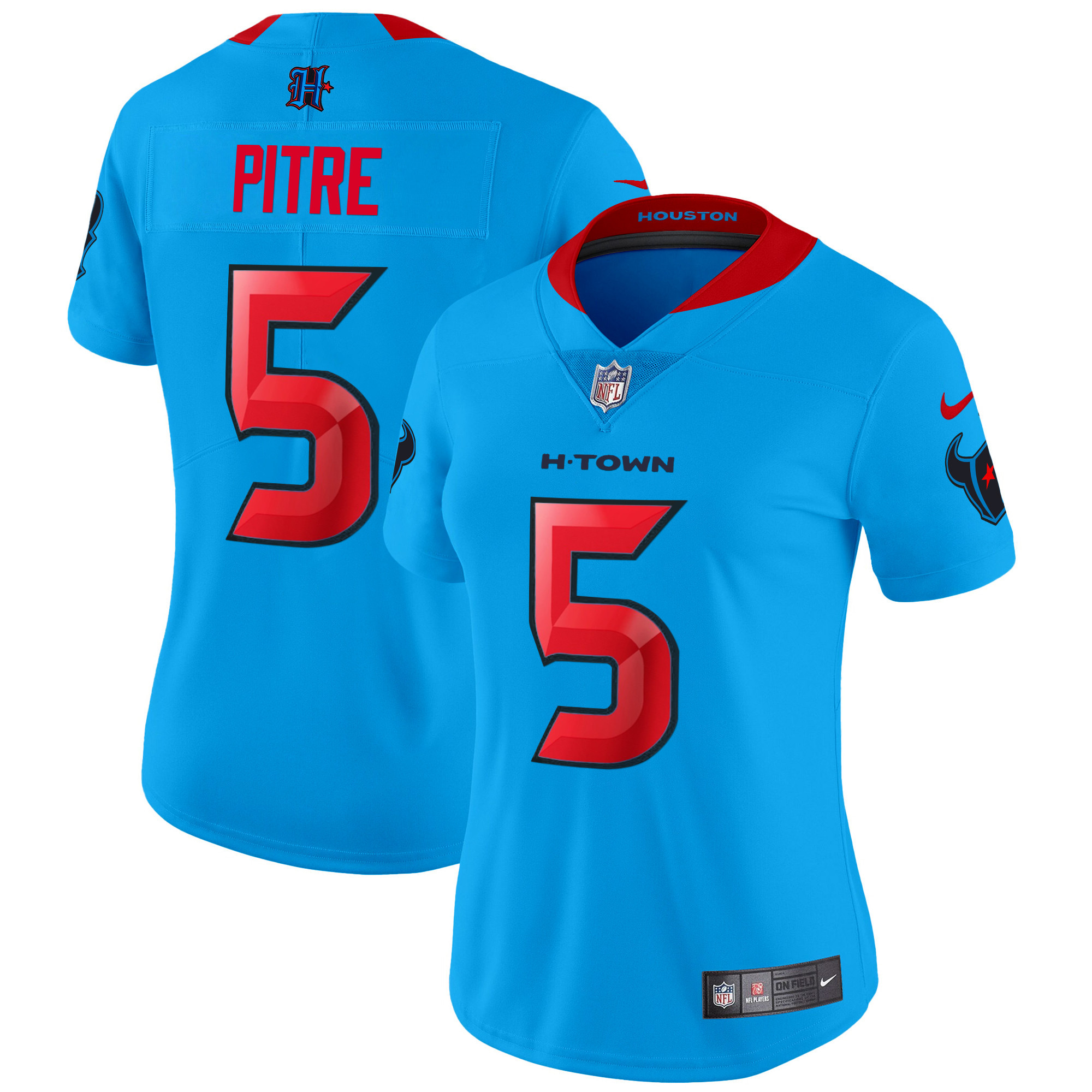 Jalen Pitre Women's Houston Texans 2024 Vapor Limited Blue Jersey - All Stitched