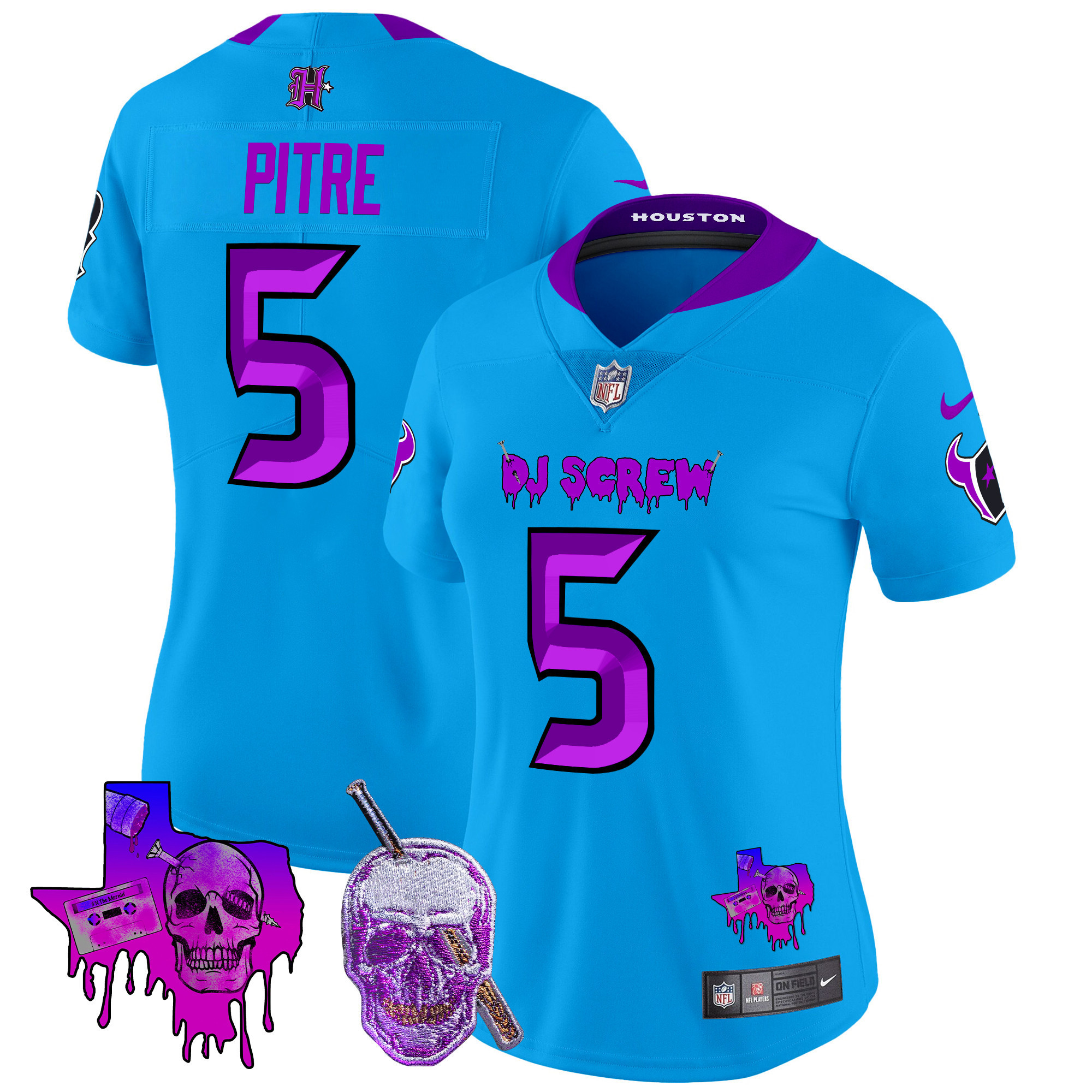 Jalen Pitre Women's Houston Texans DJ Screw Vapor Limited Blue Jersey - All Stitched