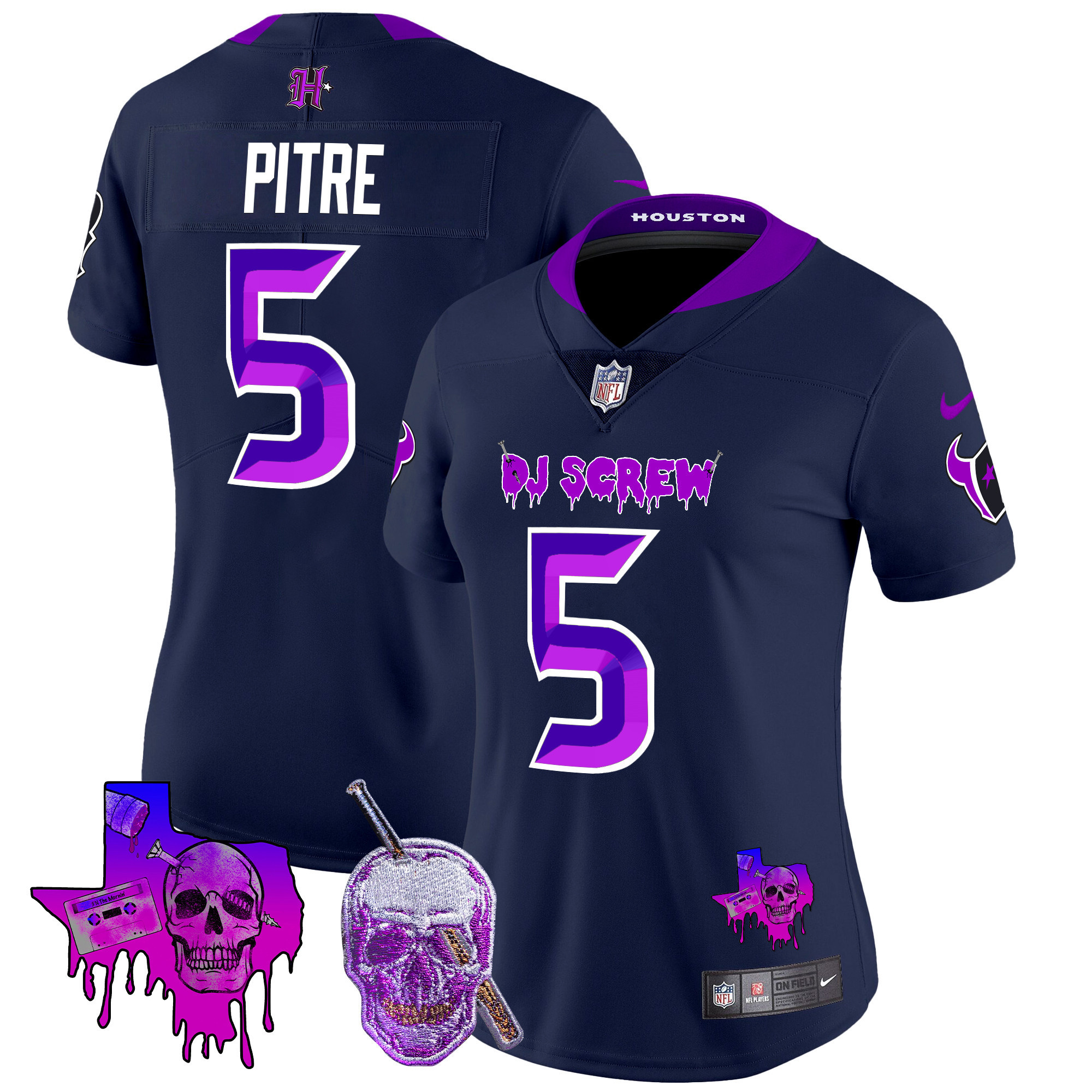 Jalen Pitre Women's Houston Texans DJ Screw Vapor Limited Navy Limited Jersey - All Stitched