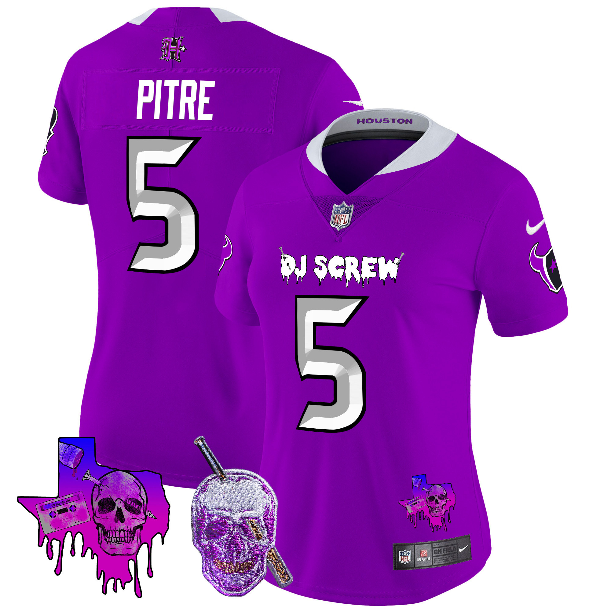Jalen Pitre Women's Houston Texans DJ Screw Vapor Limited Purple Jersey - All Stitched