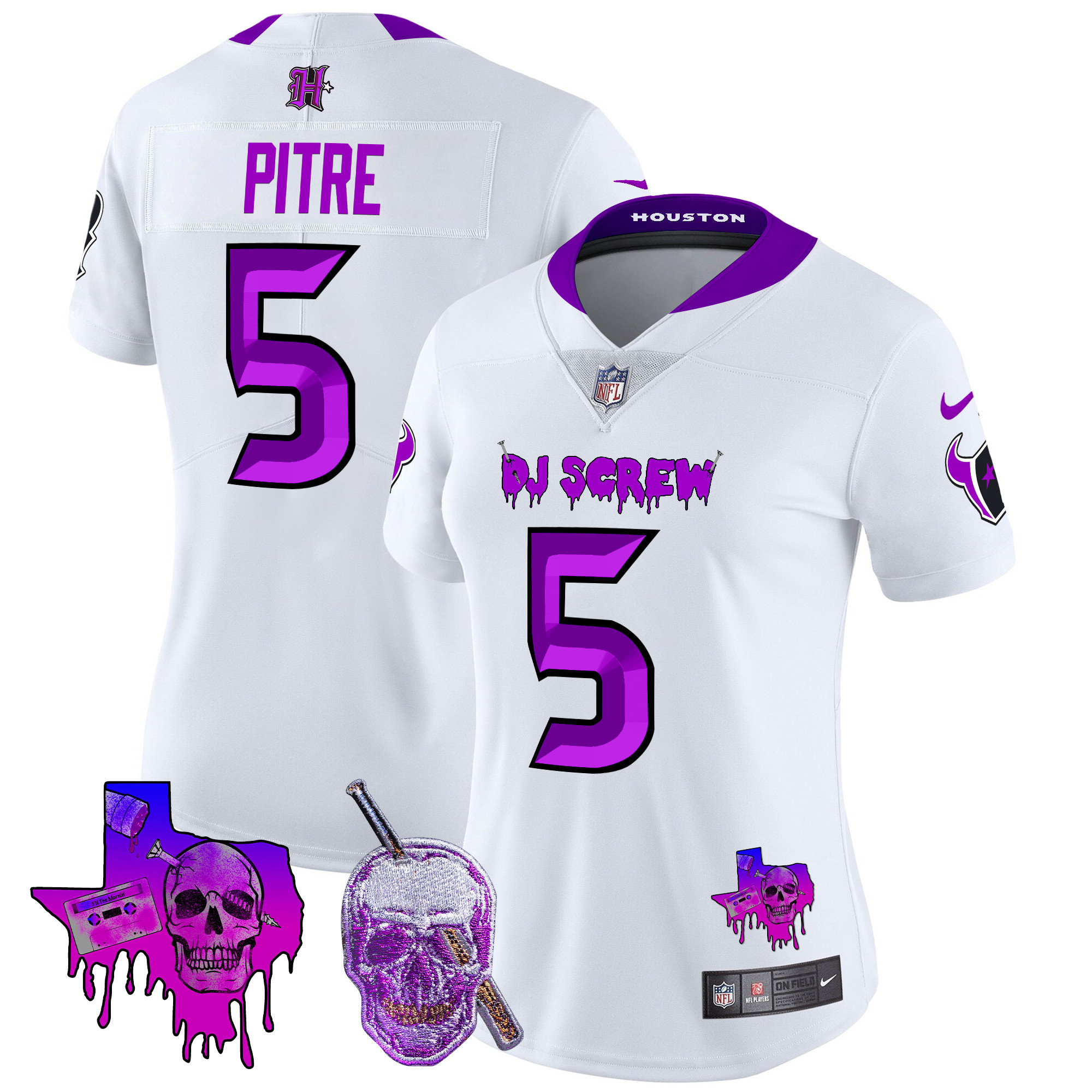 Jalen Pitre Women's Houston Texans DJ Screw Vapor Limited White Jersey - All Stitched