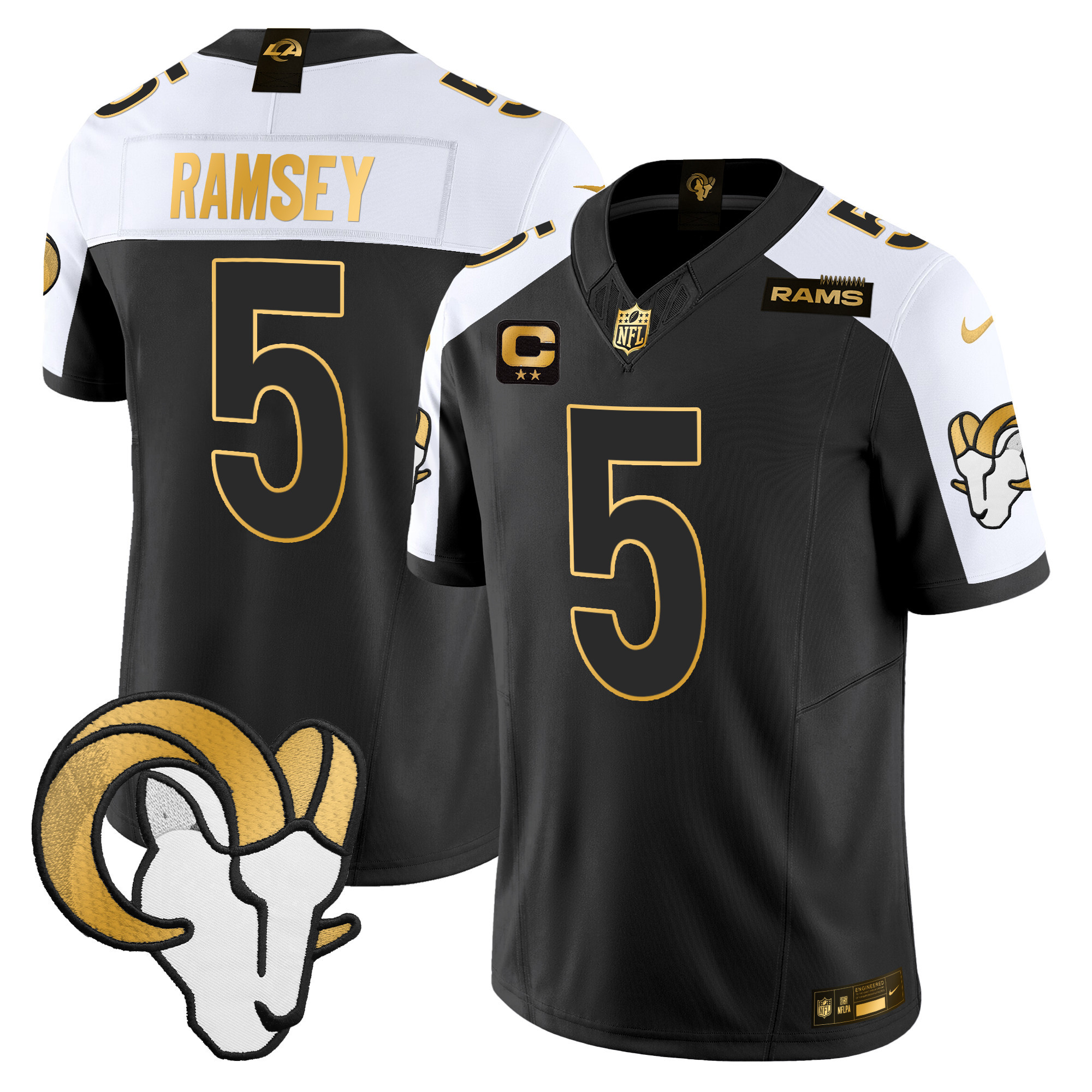 Jalen Ramsey Men's Los Angeles Rams 2024 Gold Vapor Limited Alternate Jersey - All Stitched