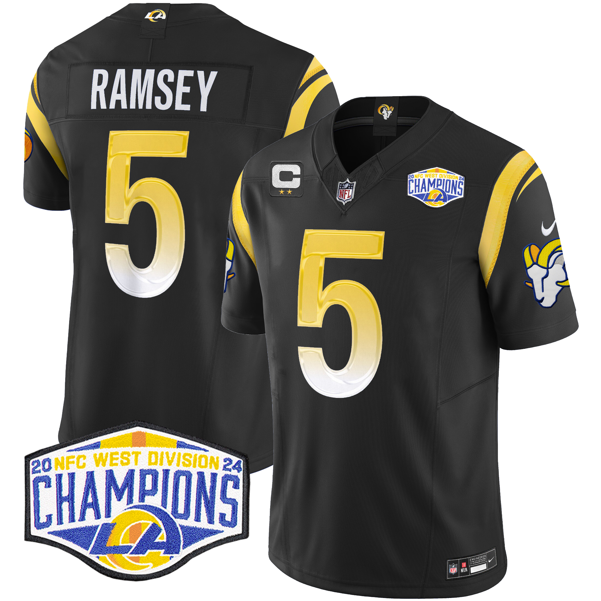 Jalen Ramsey Men's Los Angeles Rams 2024 NFC West Division Champions Vapor Limited Black Jersey - All Stitched