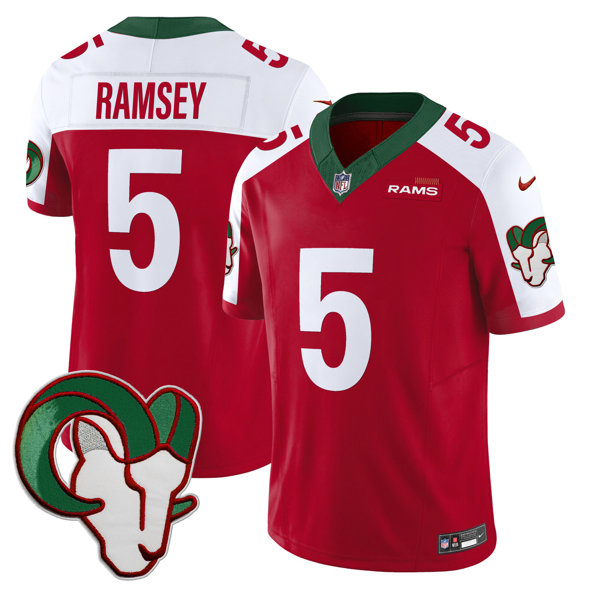 Jalen Ramsey Men's Los Angeles Rams Mexico Vapor Limited Red Alternate Jersey - All Stitched