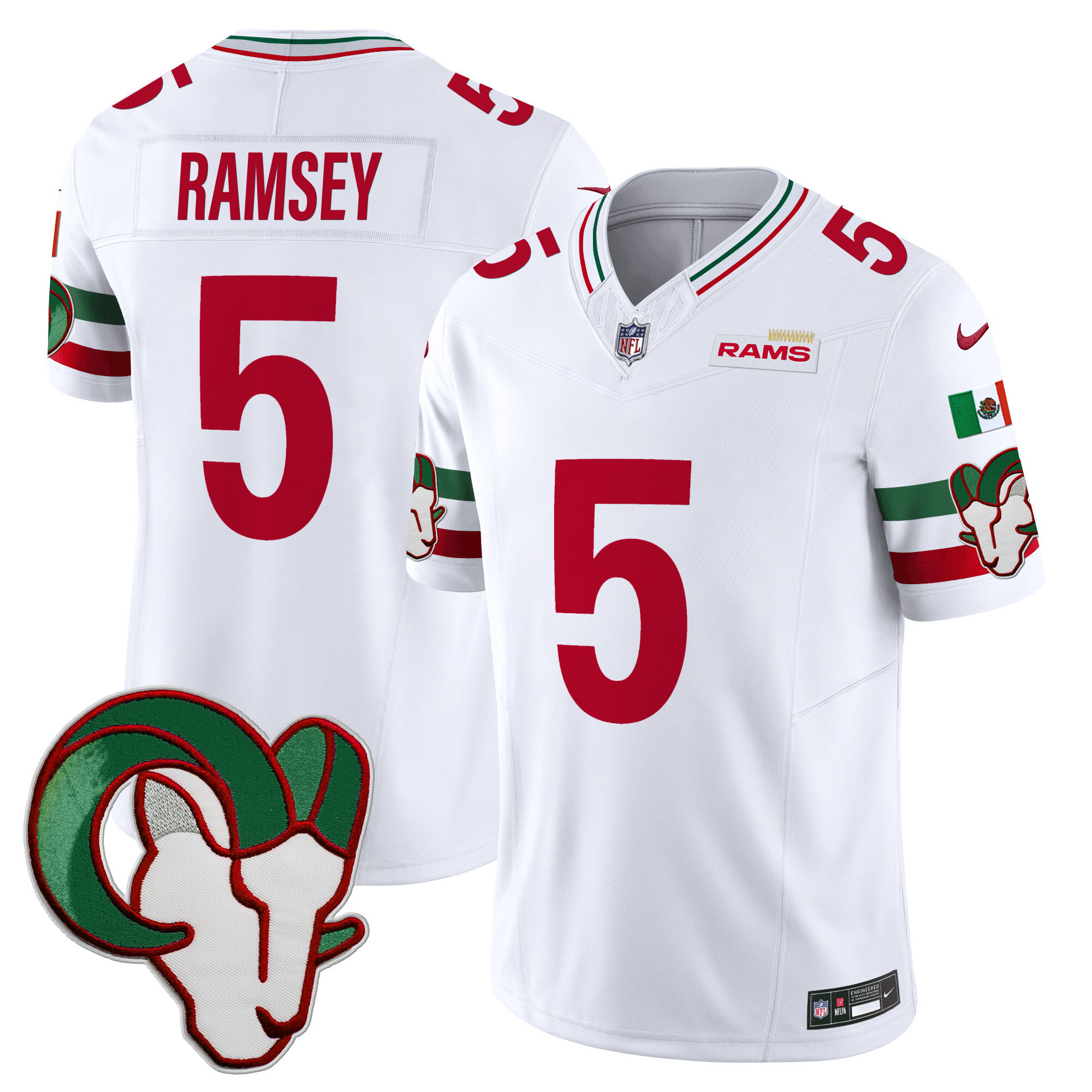Jalen Ramsey Men's Los Angeles Rams Mexico Vapor Limited White Jersey - All Stitched