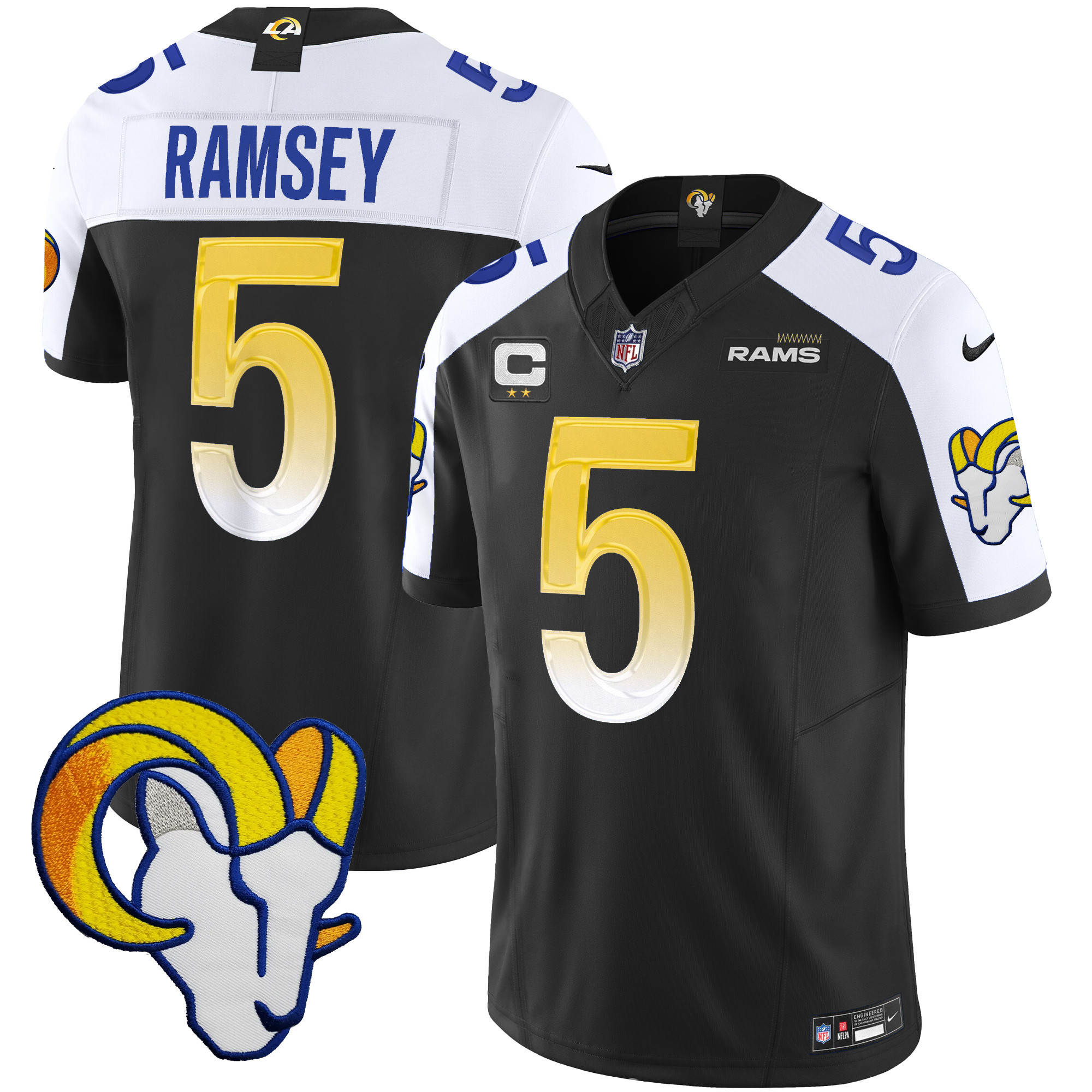Jalen Ramsey Men's Los Angeles Rams Vapor Limited Black Alternate Jersey - All Stitched