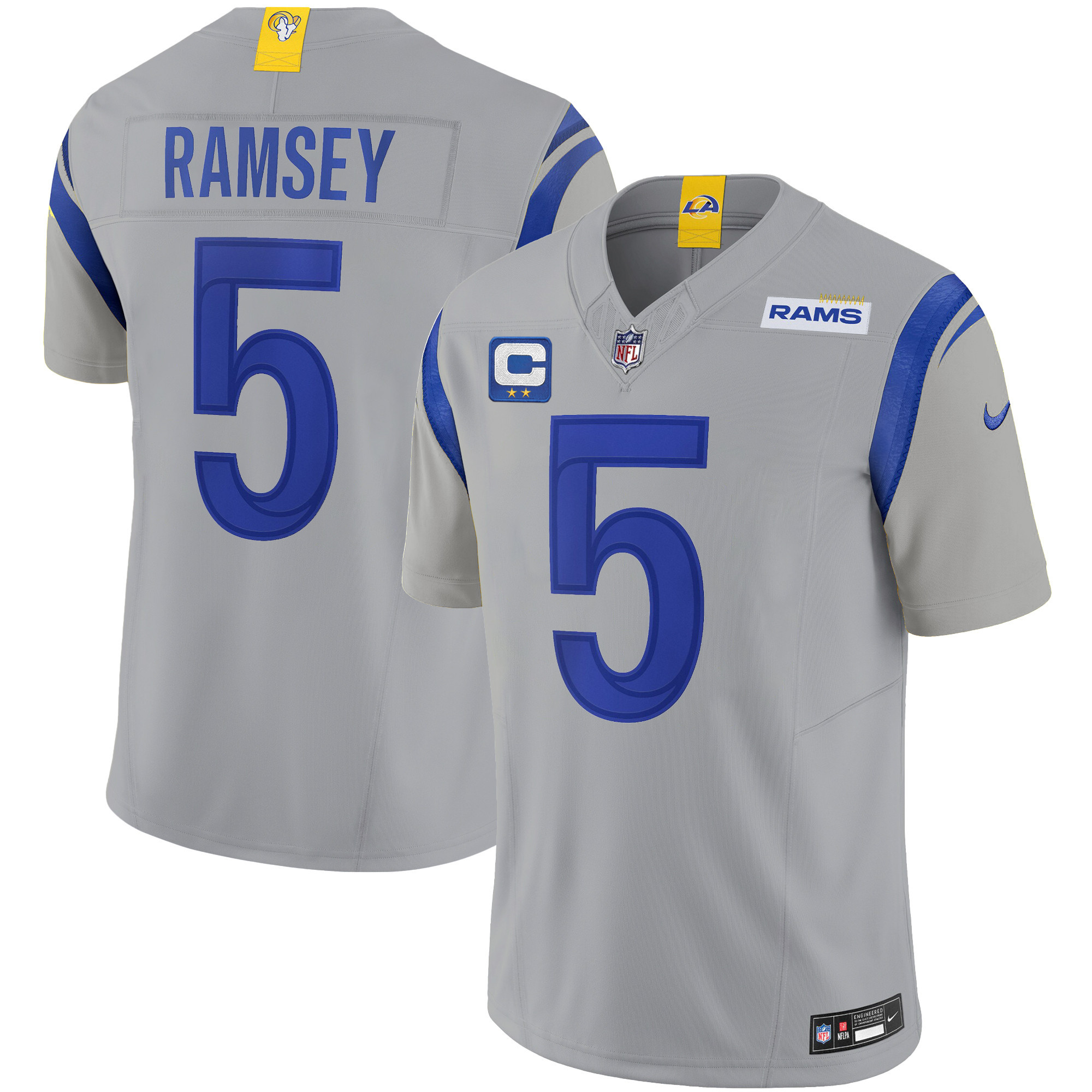 Jalen Ramsey Men's Los Angeles Rams Vapor Limited Gray Jersey - All Stitched