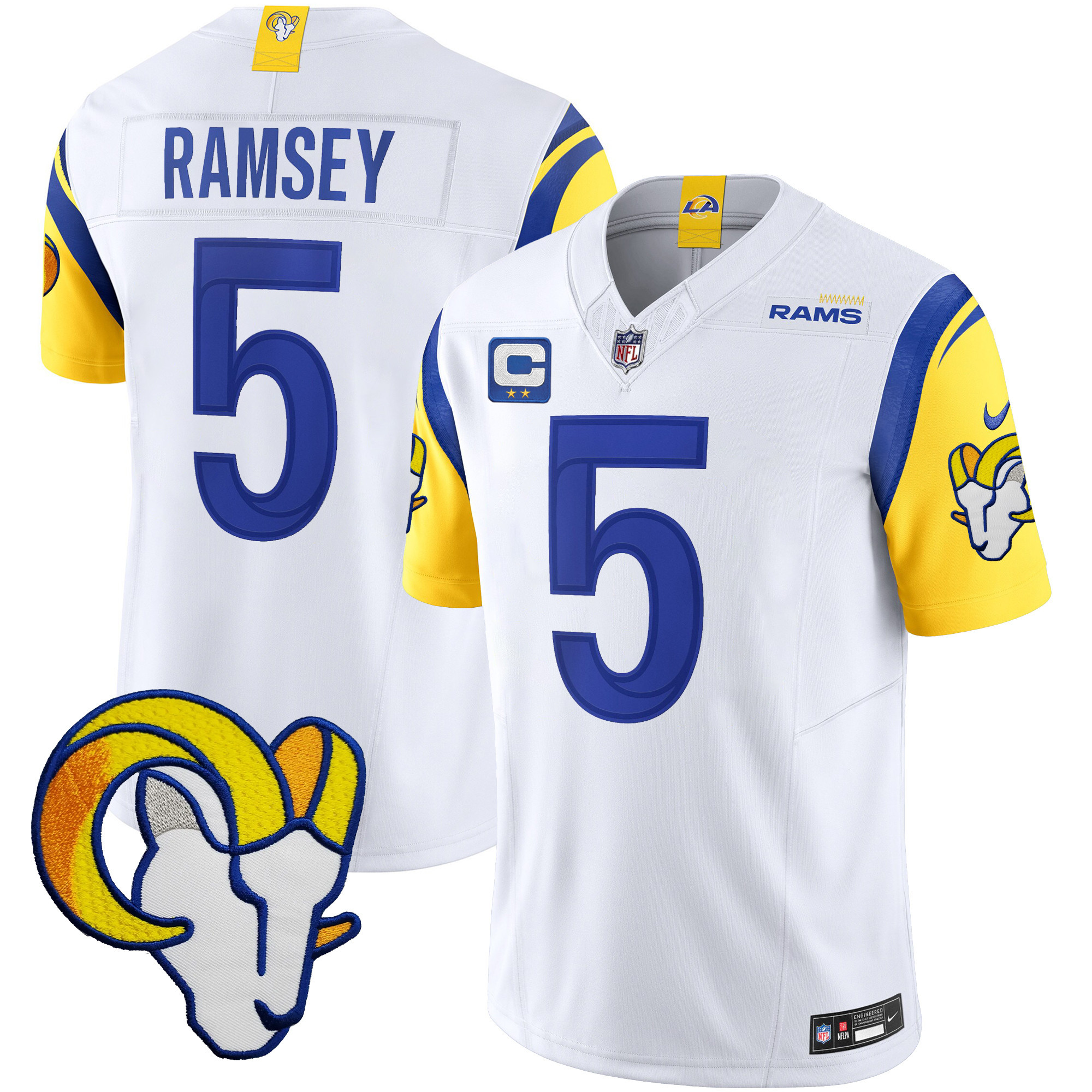 Jalen Ramsey Men's Los Angeles Rams Vapor Limited White Jersey - All Stitched