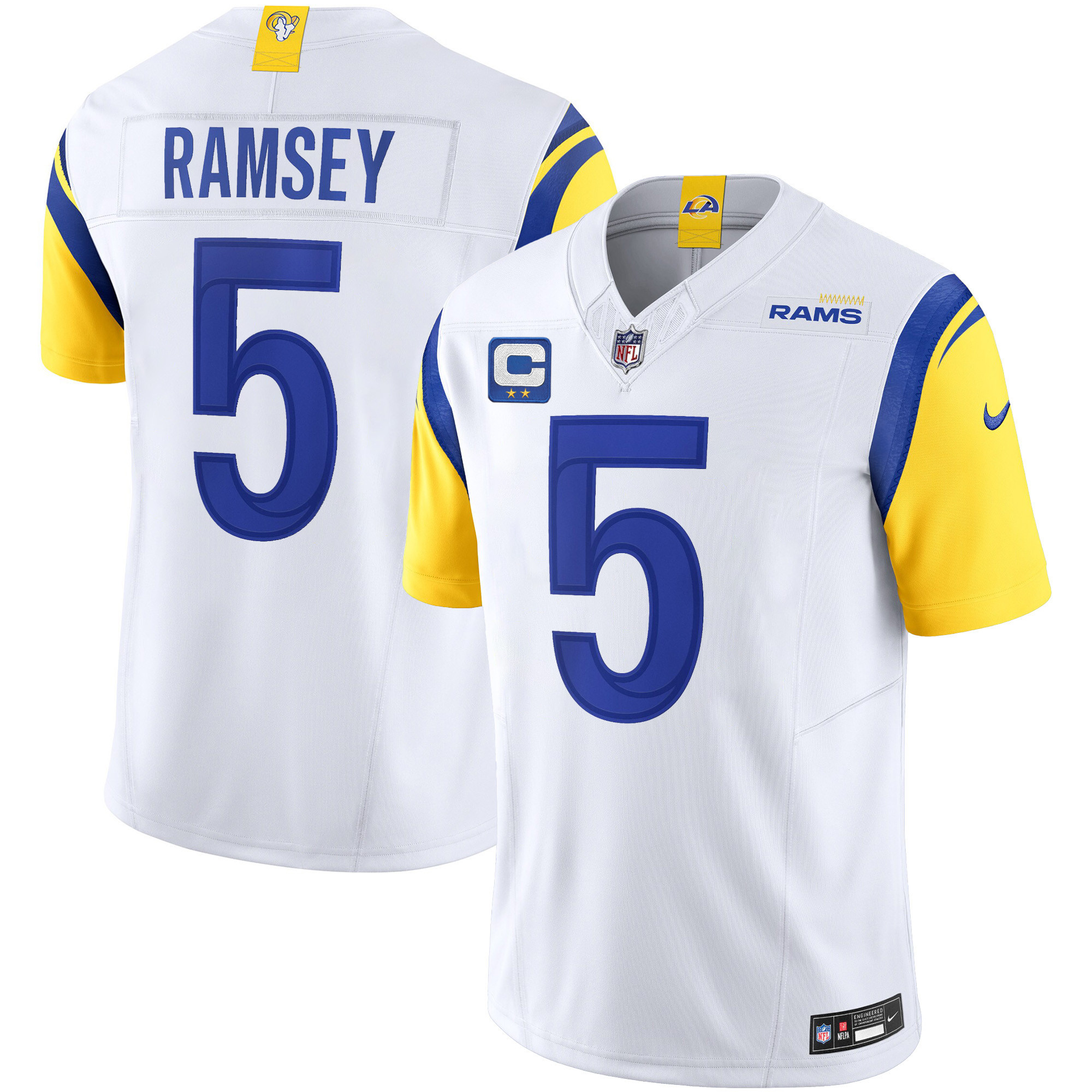 Jalen Ramsey Men's Los Angeles Rams Vapor Limited White Jersey - All Stitched