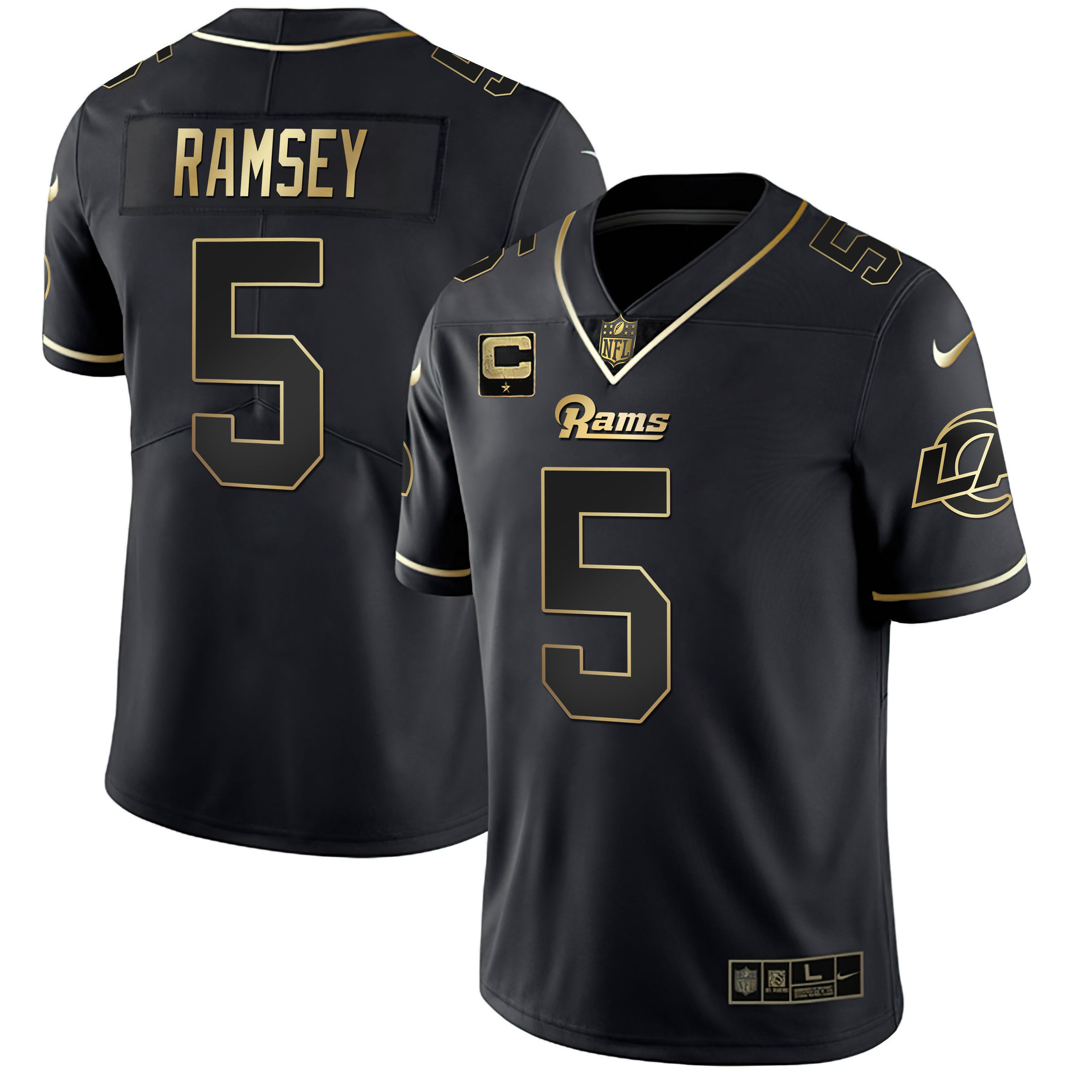 Jalen Ramsey Men's Los Angeles Rams White Gold & Black Gold Black Gold Jersey - All Stitched