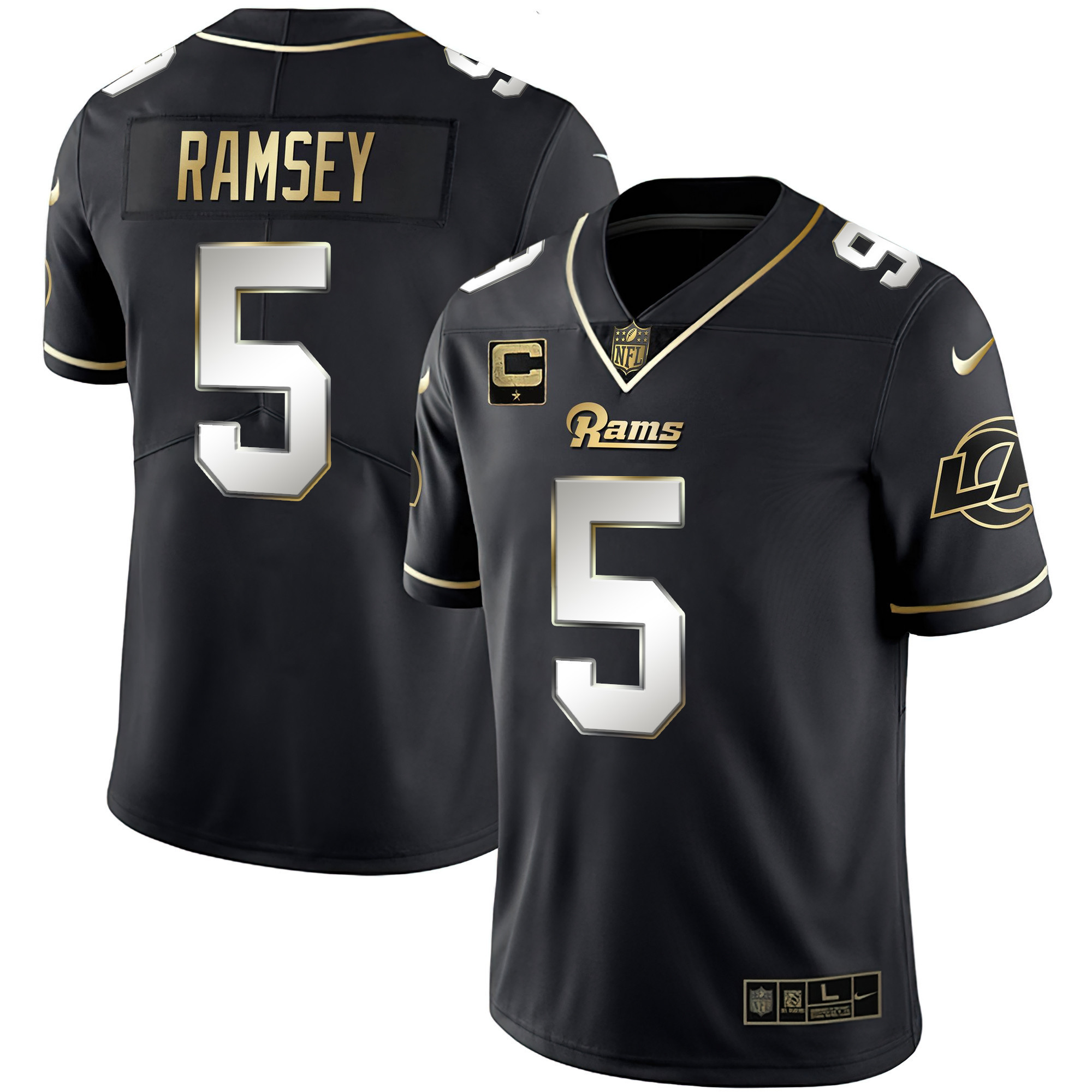 Jalen Ramsey Men's Los Angeles Rams White Gold & Black Gold Black Limited Jersey - All Stitched