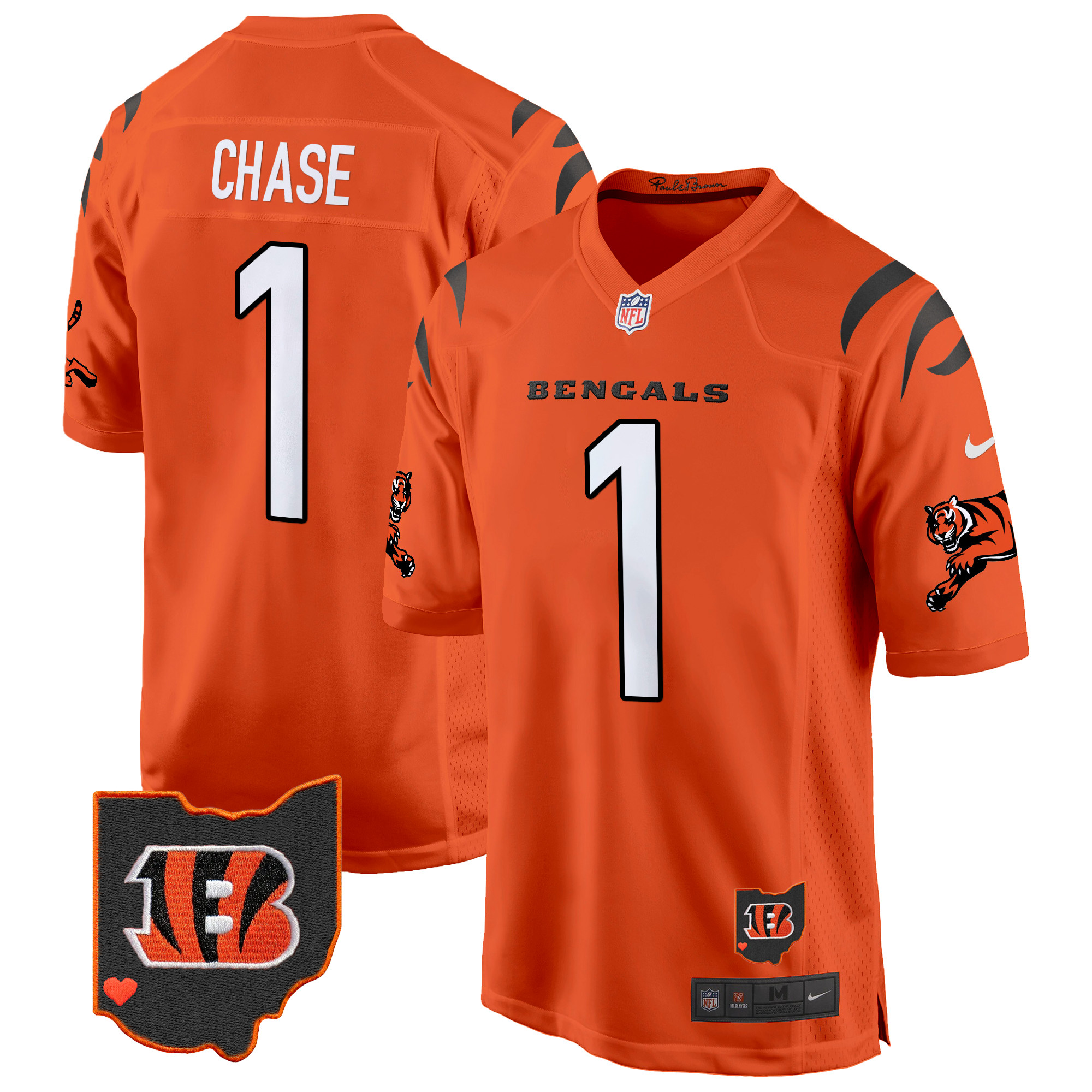 Ja'Marr Chase Men's Cincinnati Bengals 2024 Game Orange Jersey - All Stitched
