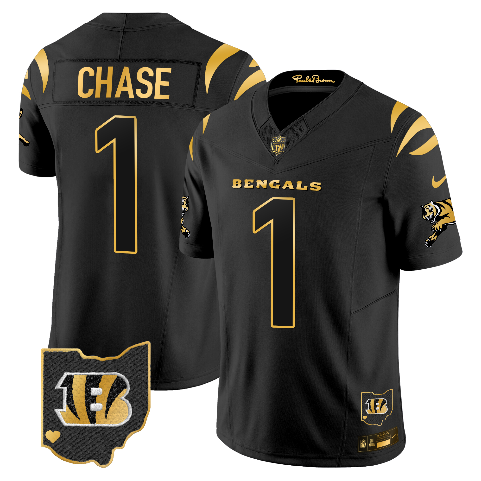 Ja'Marr Chase Men's Cincinnati Bengals 2024 Gold Vapor Limited Black Gold Jersey - All Stitched