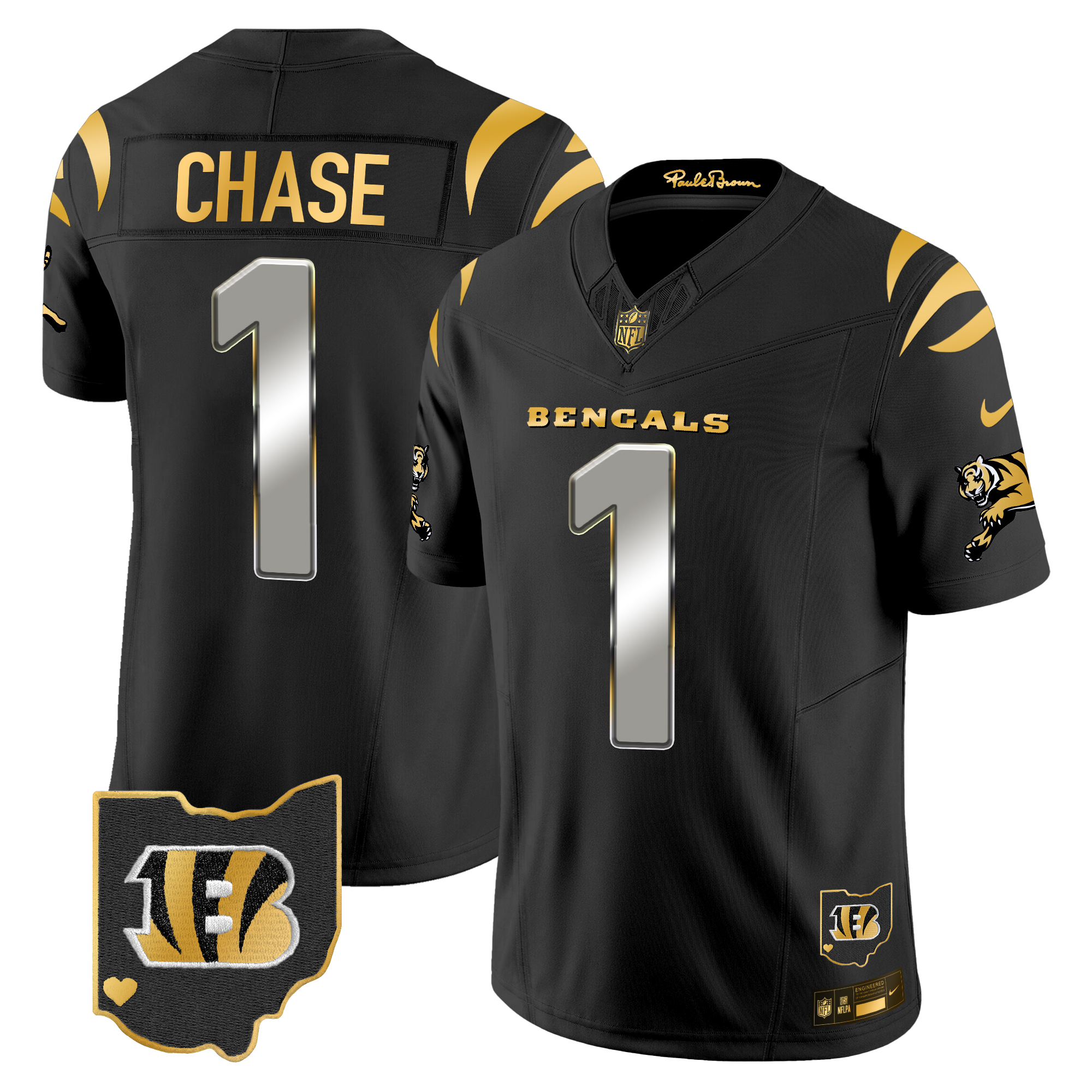 Ja'Marr Chase Men's Cincinnati Bengals 2024 Gold Vapor Limited Black Limited Jersey - All Stitched