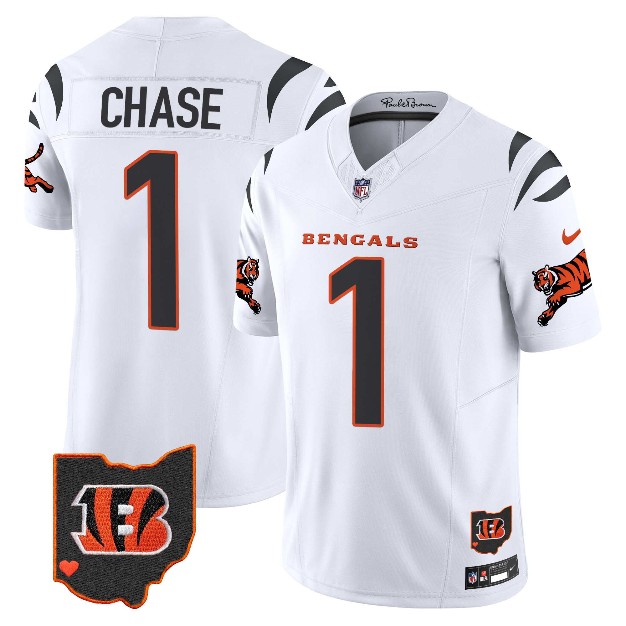 Ja'Marr Chase Men's Cincinnati Bengals 2024 Vapor Limited White Jersey - All Stitched