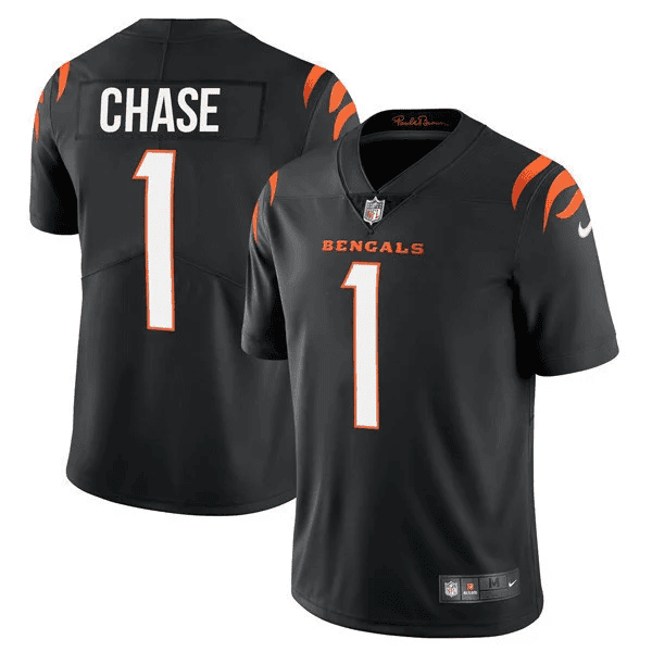 Ja'Marr Chase Men's Cincinnati Bengals Regular Vapor Black Jersey - All Stitched