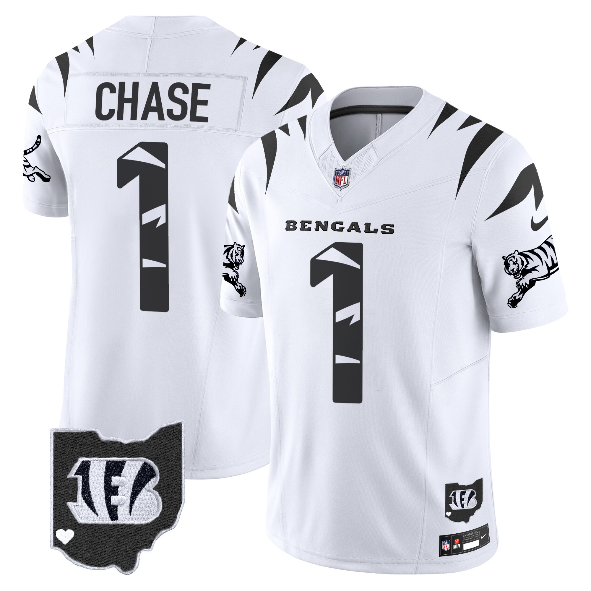 Ja'Marr Chase Men's Cincinnati Bengals Special Vapor Limited White Limited Jersey - All Stitched
