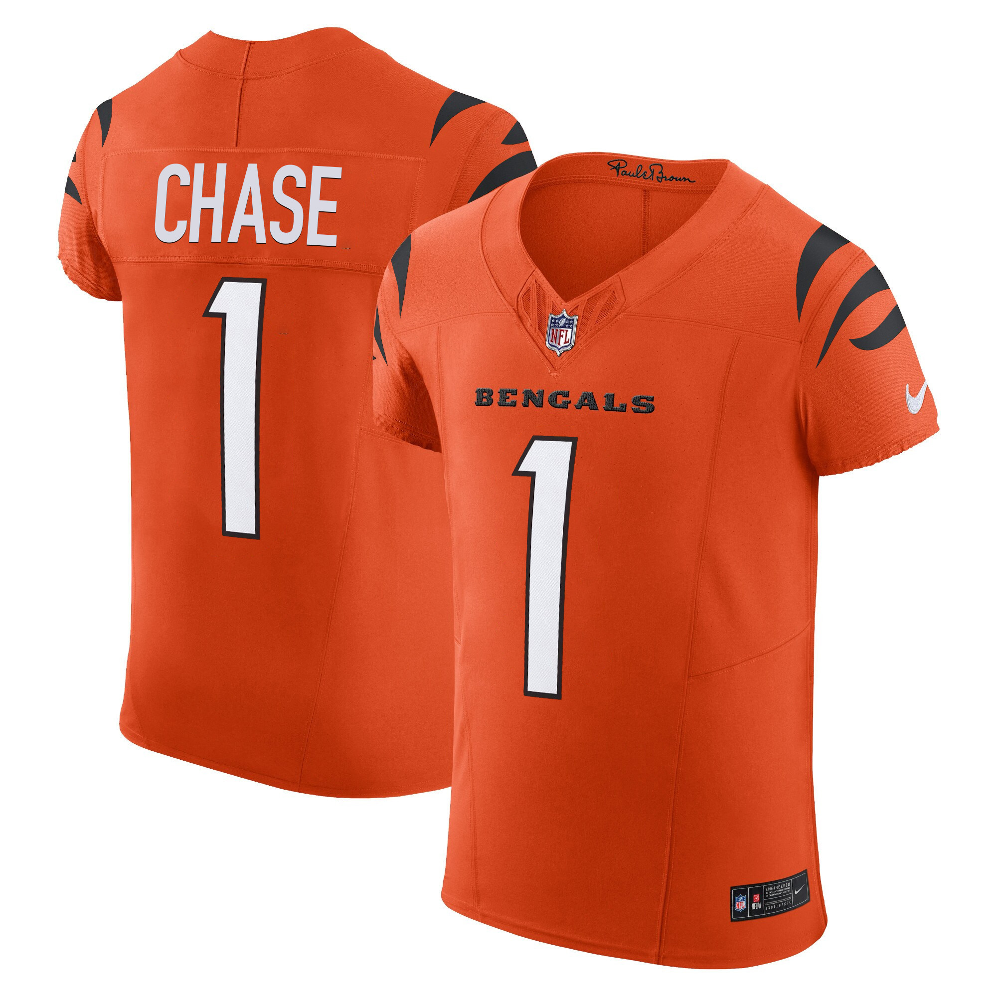 Ja'Marr Chase Men's Cincinnati Bengals Vapor Elite Orange Jersey - All Stitched