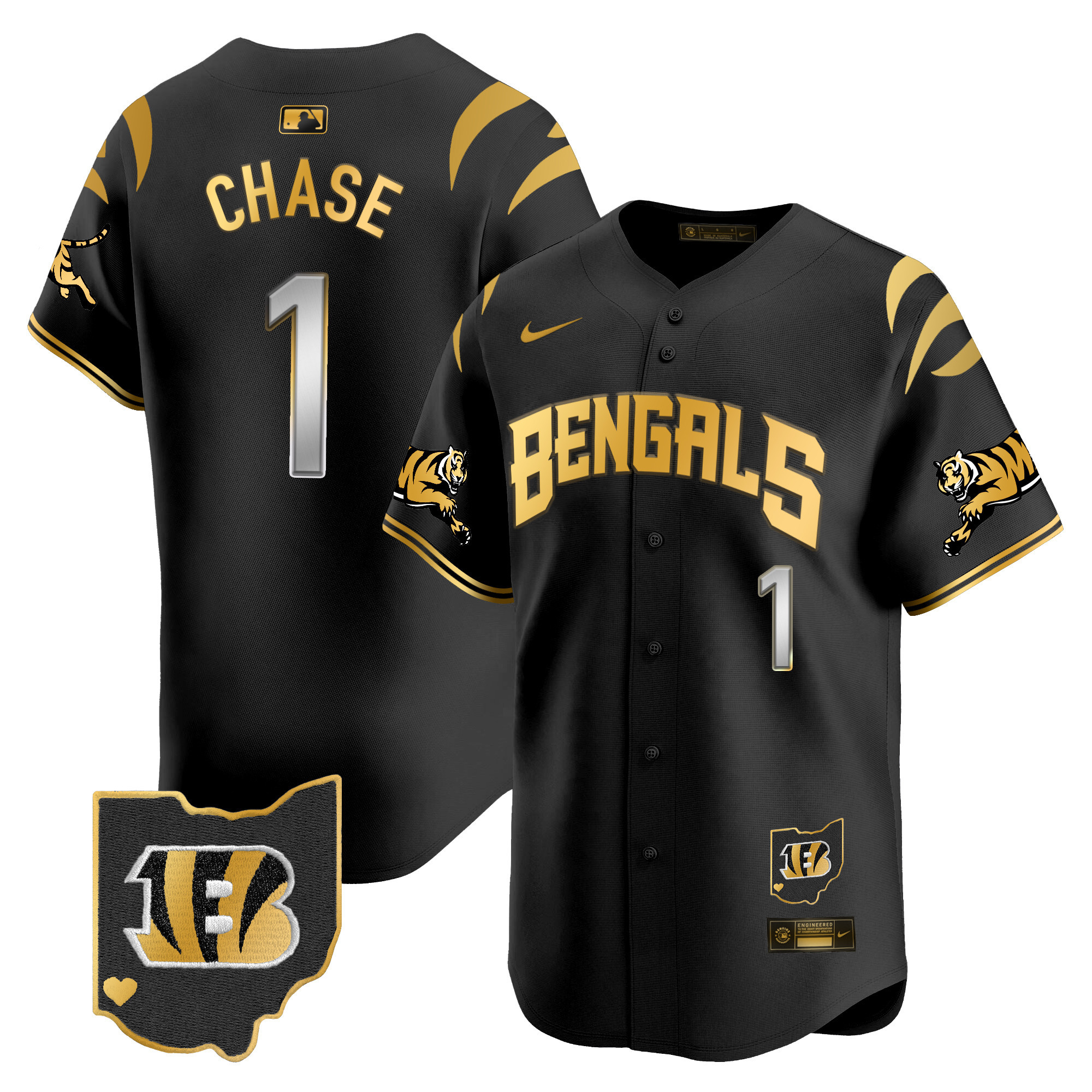 Ja'Marr Chase Men's Cincinnati Bengals Vapor Premier Limited Black Gold Jersey - All Stitched