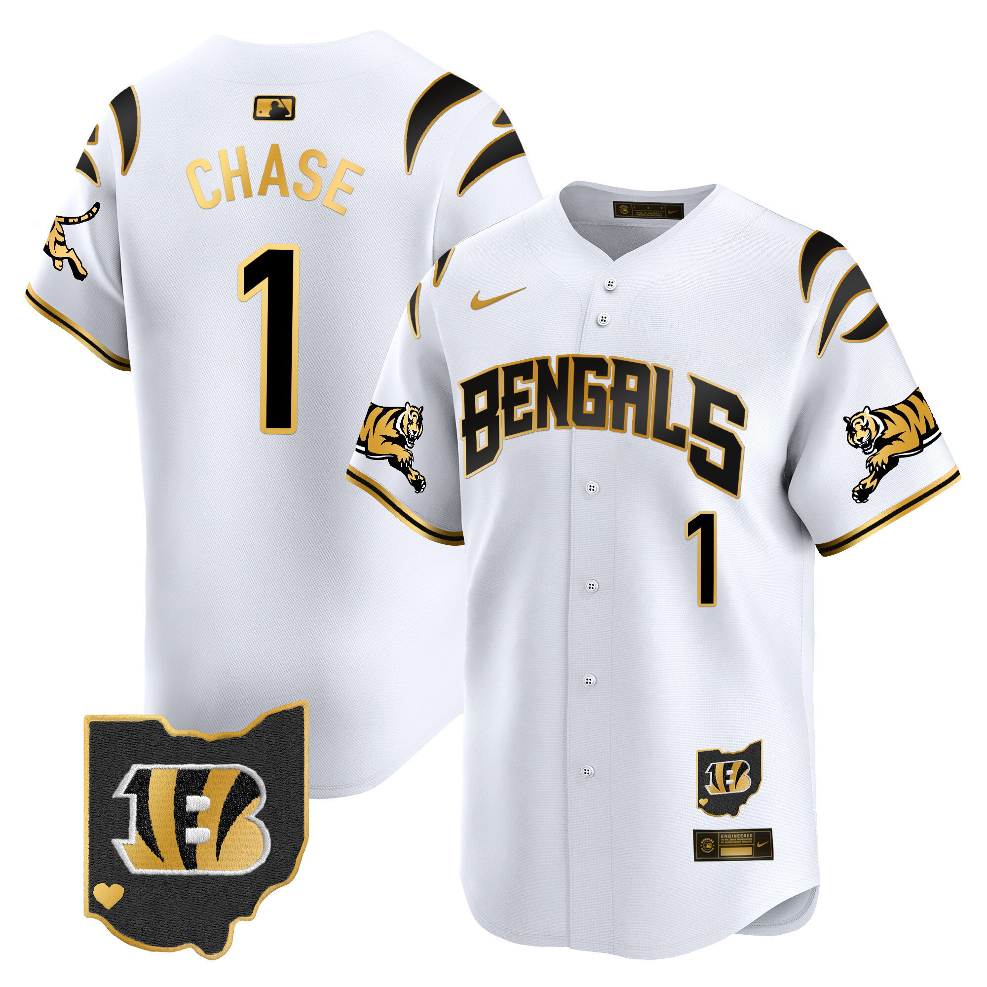 Ja'Marr Chase Men's Cincinnati Bengals Vapor Premier Limited White Gold Jersey - All Stitched