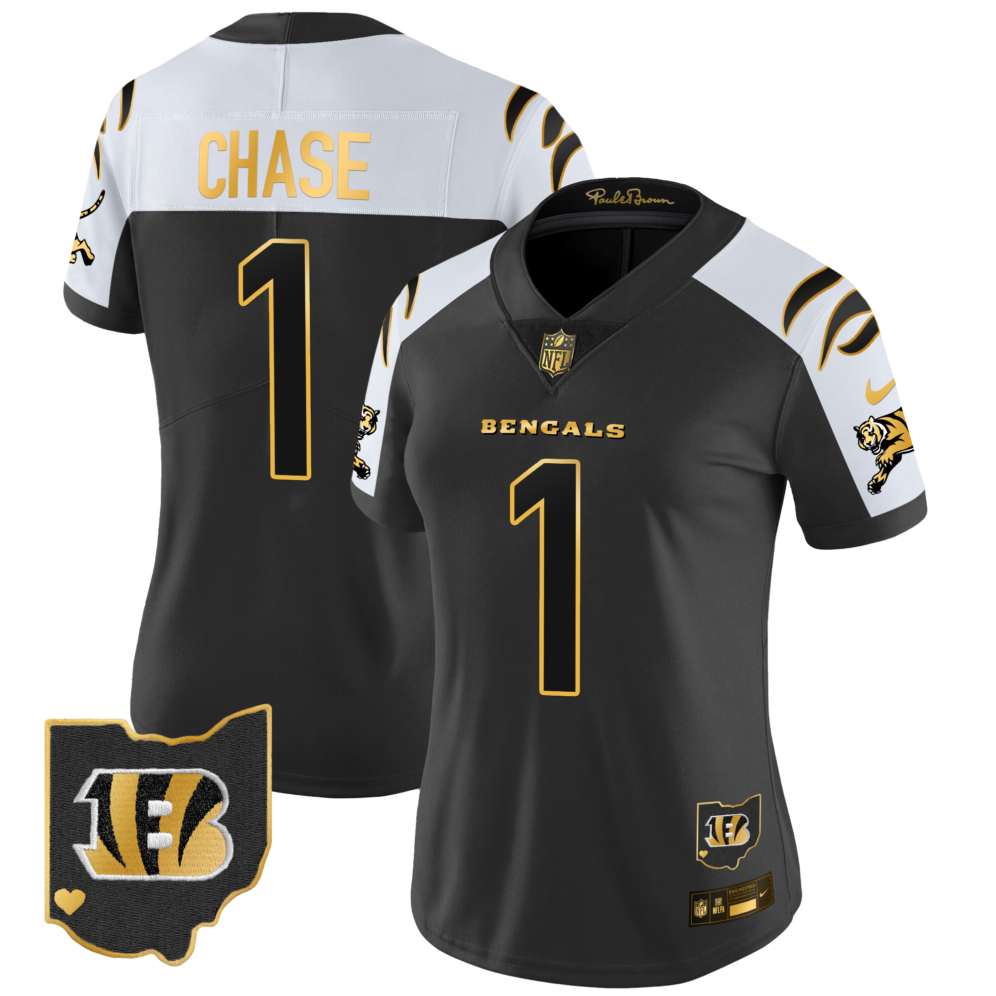 Ja'Marr Chase Women's Cincinnati Bengals 2024 Gold Vapor Limited Alternate Jersey - All Stitched