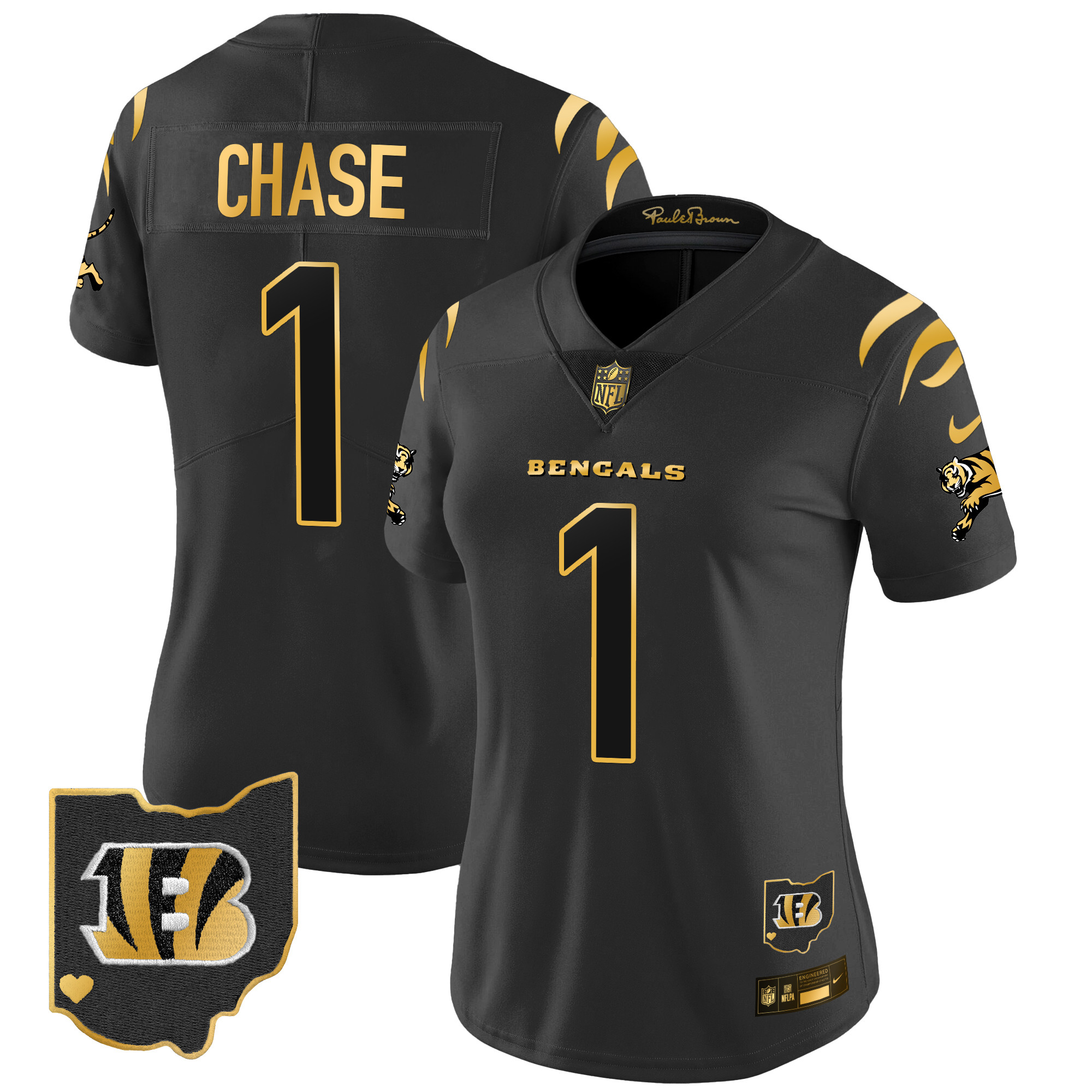 Ja'Marr Chase Women's Cincinnati Bengals 2024 Gold Vapor Limited Black Gold Jersey - All Stitched