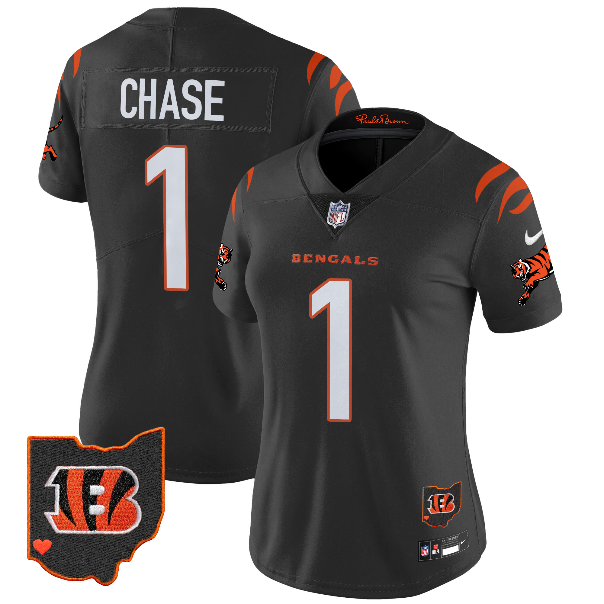 Ja'Marr Chase Women's Cincinnati Bengals 2024 Vapor Limited Black Jersey - All Stitched