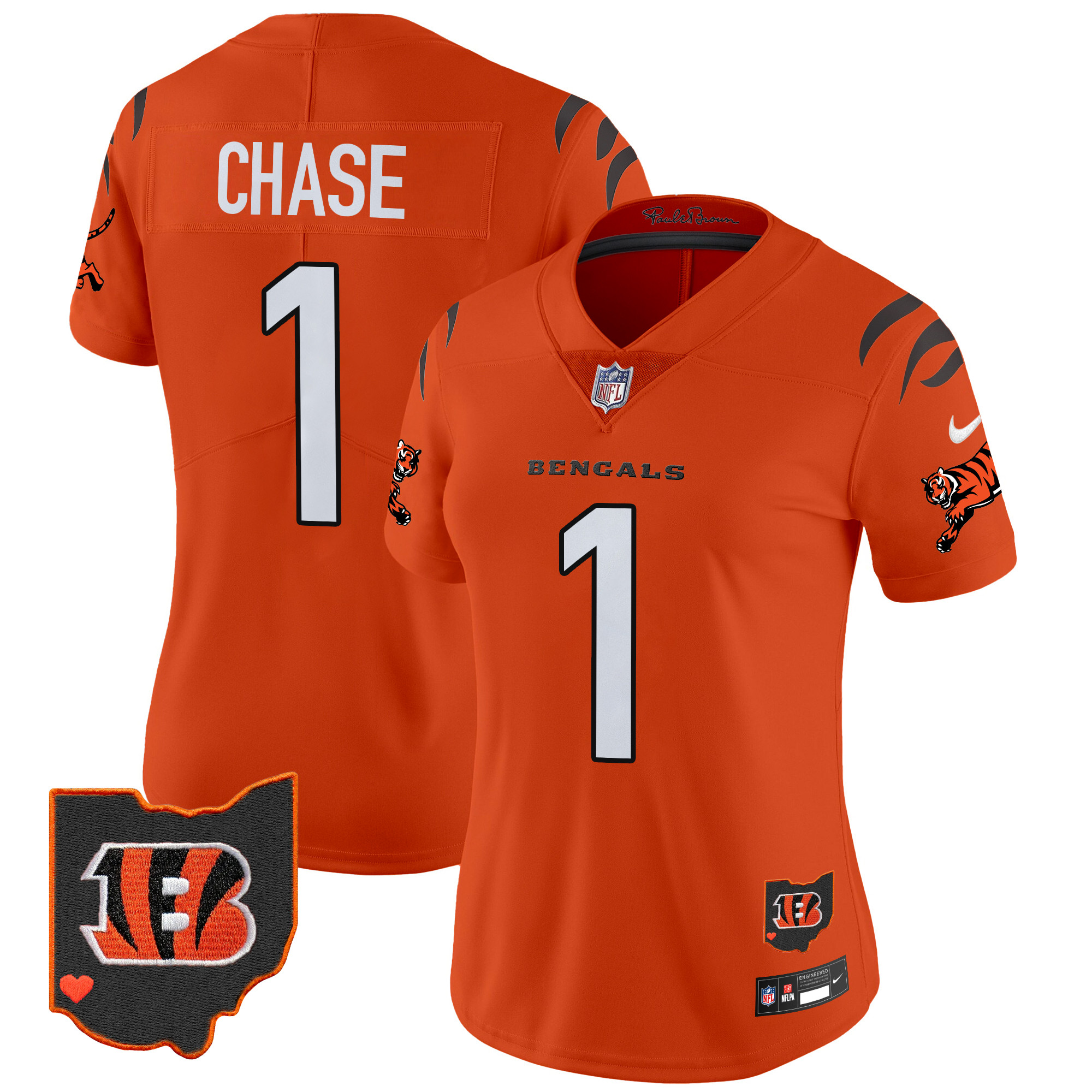 Ja'Marr Chase Women's Cincinnati Bengals 2024 Vapor Limited Orange Jersey - All Stitched