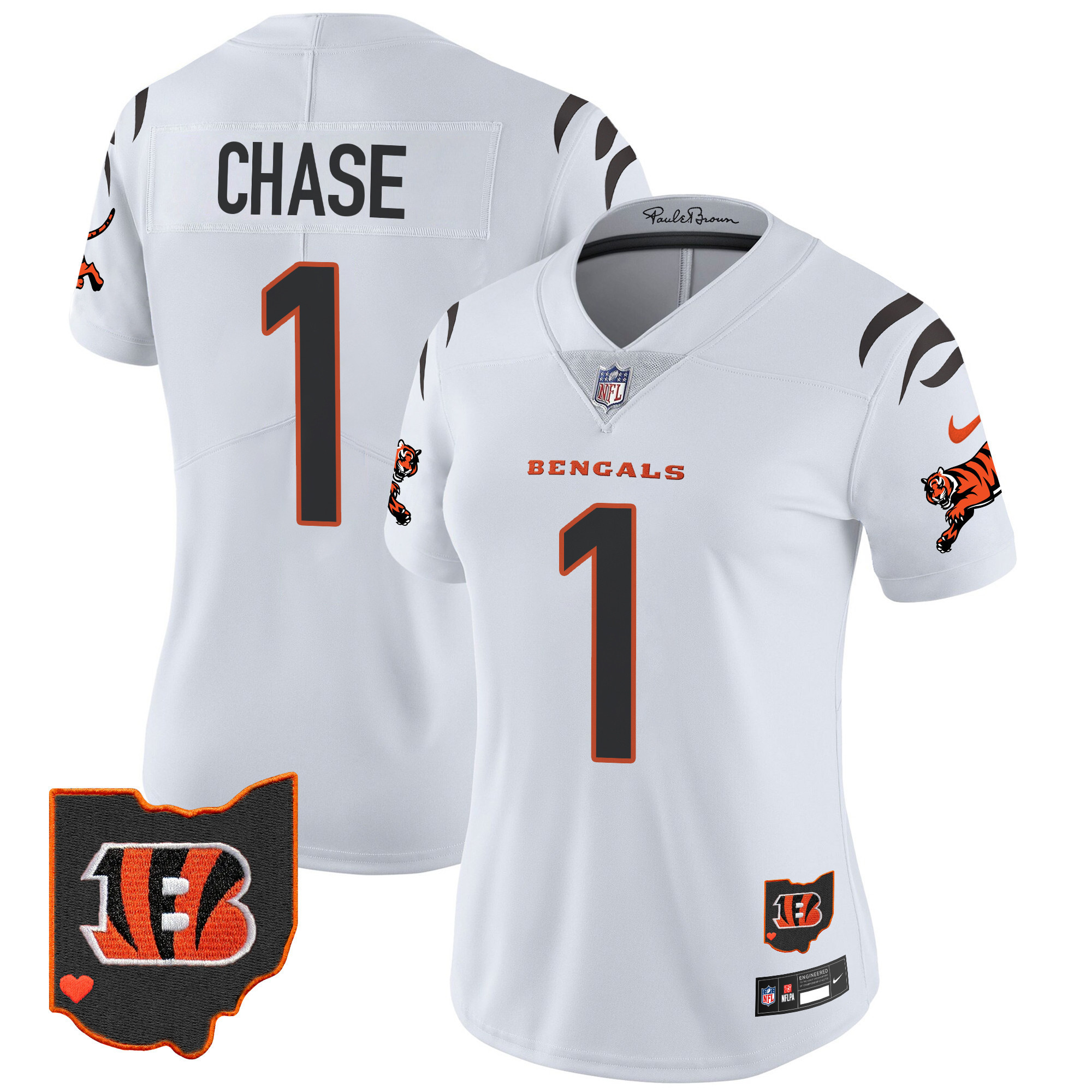 Ja'Marr Chase Women's Cincinnati Bengals 2024 Vapor Limited White Jersey - All Stitched