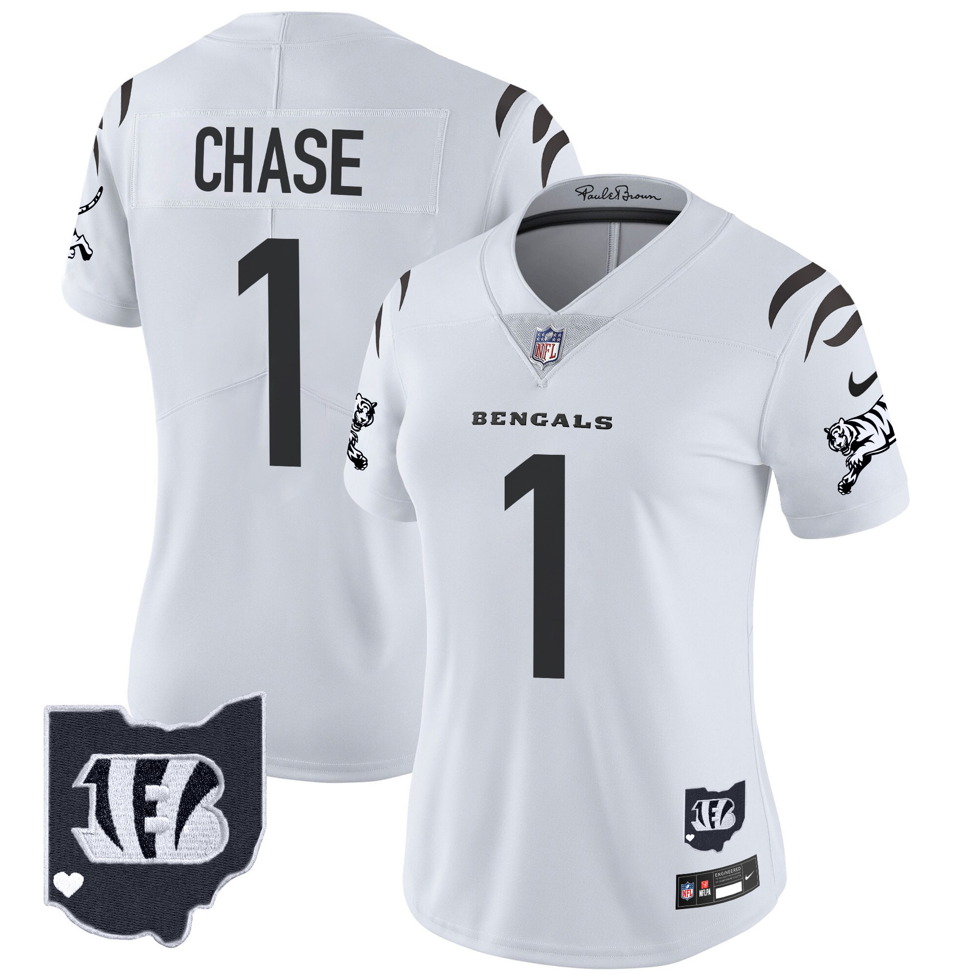 Ja'Marr Chase Women's Cincinnati Bengals 2024 Vapor Limited White Limited Jersey - All Stitched