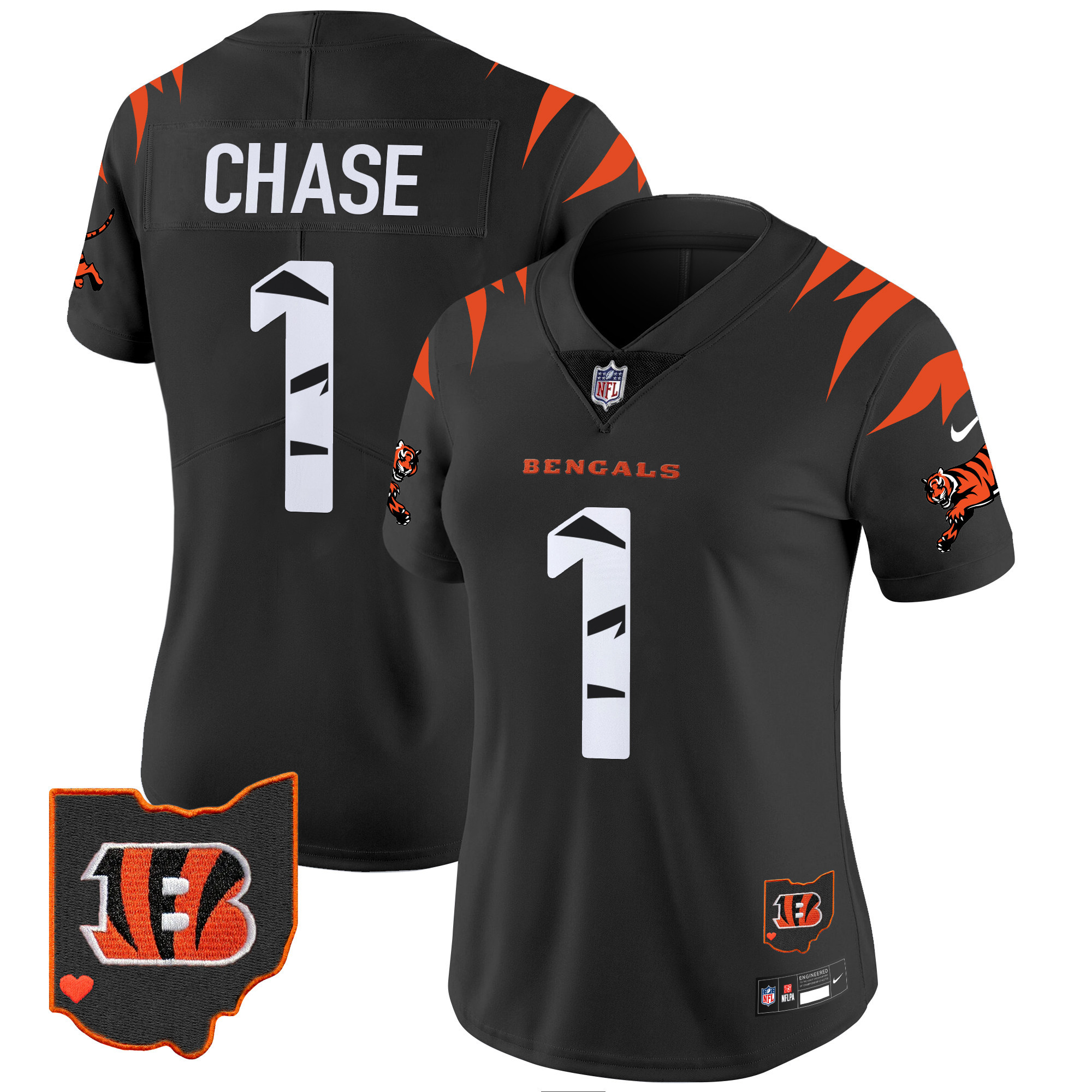 Ja'Marr Chase Women's Cincinnati Bengals Special Vapor Limited Black Jersey - All Stitched