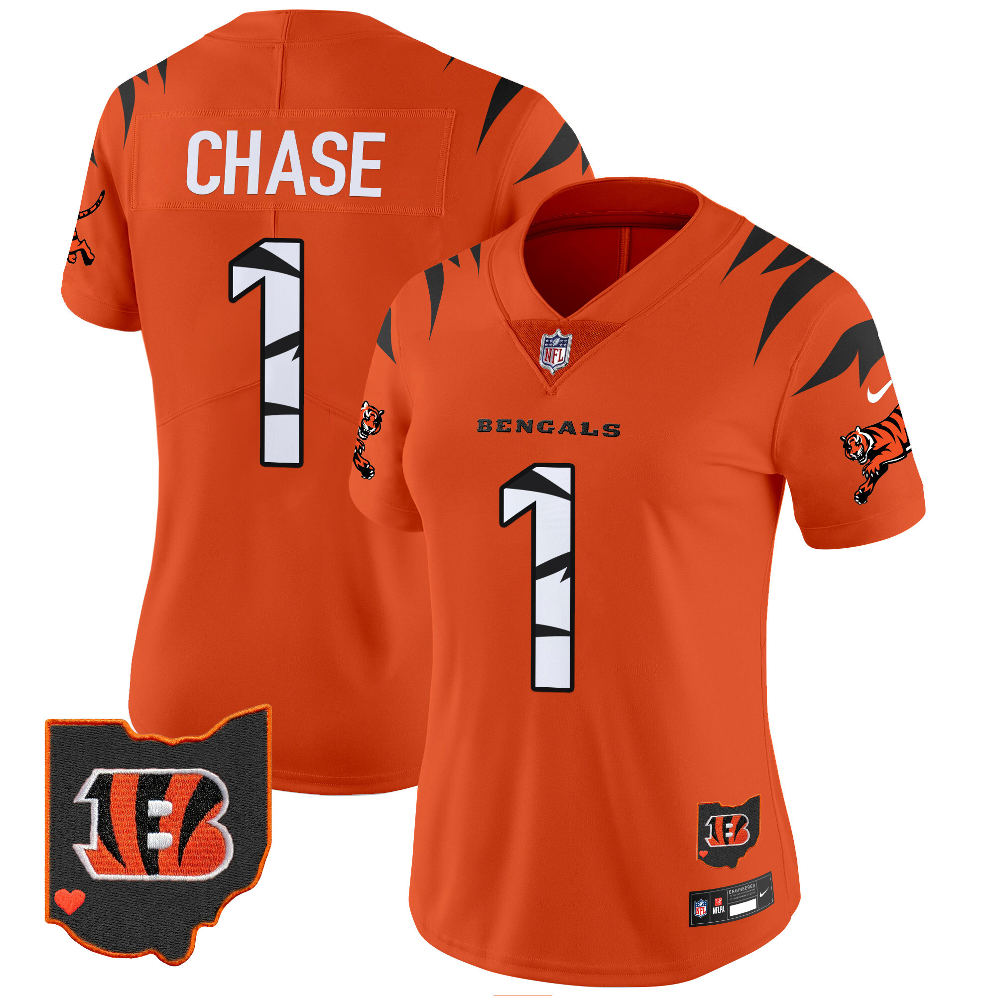 Ja'Marr Chase Women's Cincinnati Bengals Special Vapor Limited Orange Jersey - All Stitched