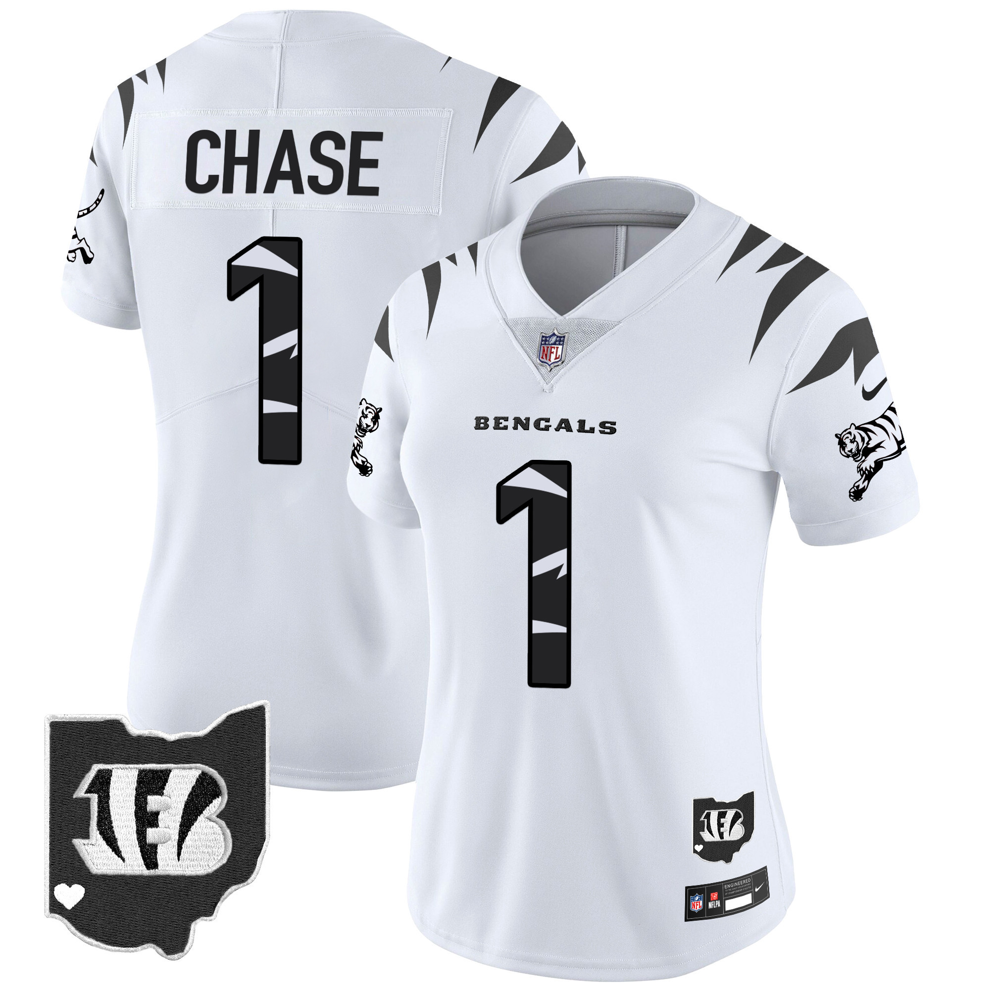 Ja'Marr Chase Women's Cincinnati Bengals Special Vapor Limited White Limited Jersey - All Stitched