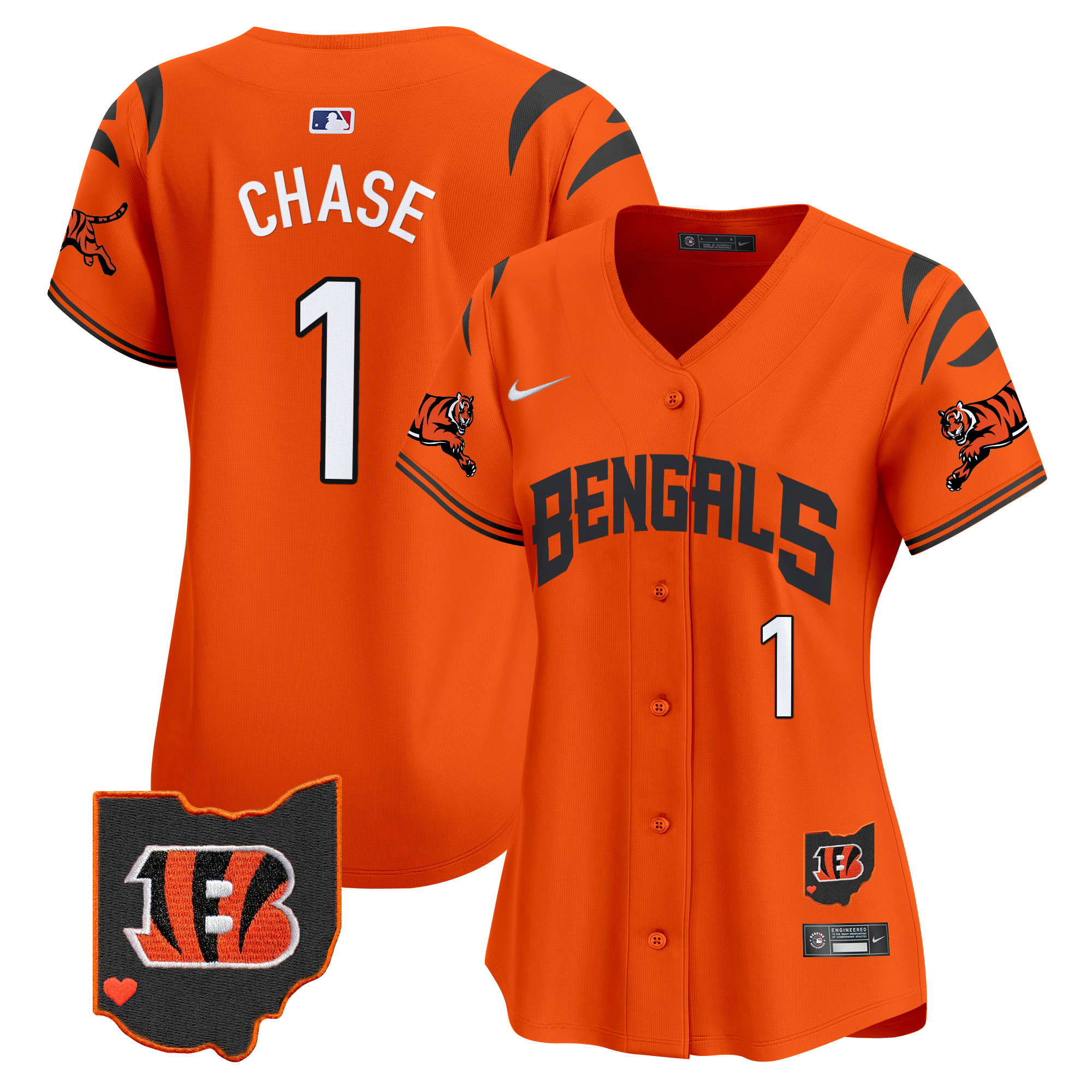 Ja'Marr Chase Women's Cincinnati Bengals Vapor Premier Limited Orange Jersey - All Stitched