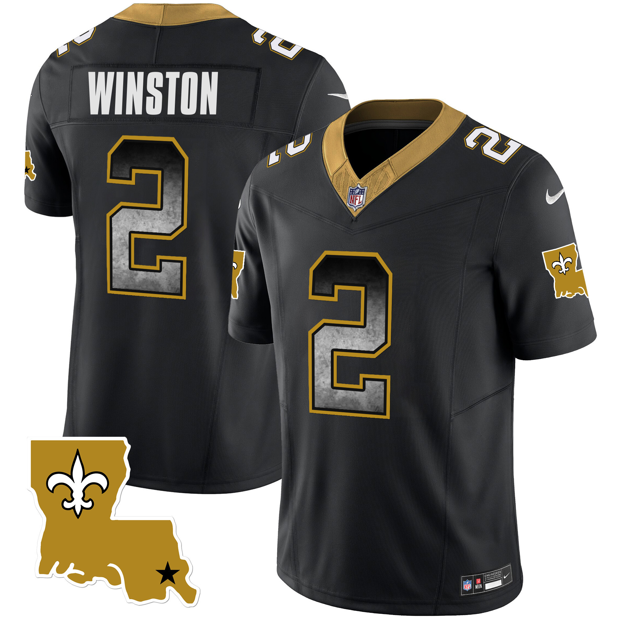 Jameis Winston Men's New Orleans Saints 1987 Legacy Arch Smoke Black Jersey - All Stitched