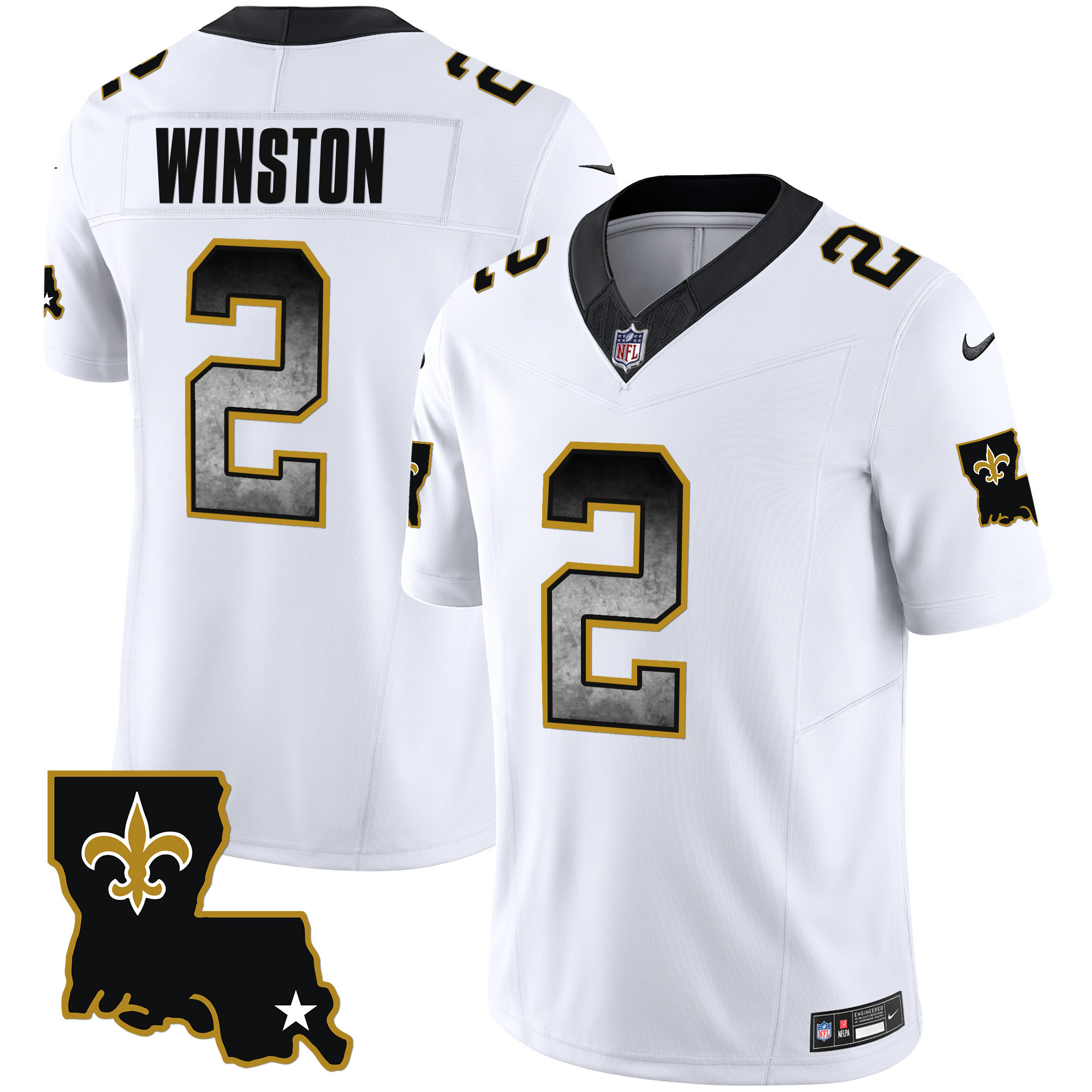 Jameis Winston Men's New Orleans Saints 1987 Legacy Arch Smoke White Jersey - All Stitched
