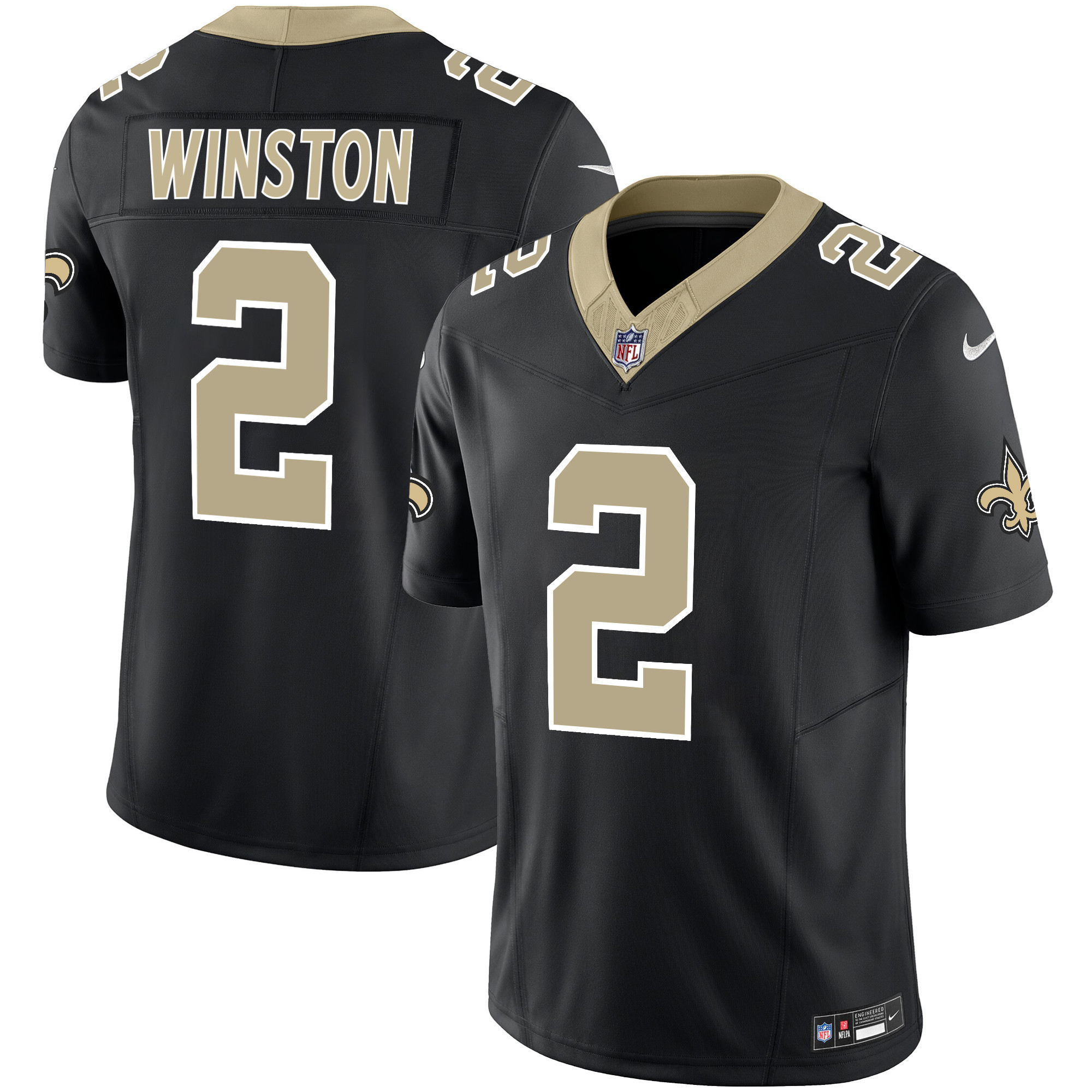 Jameis Winston Men's New Orleans Saints Vapor Limited Black Jersey - All Stitched