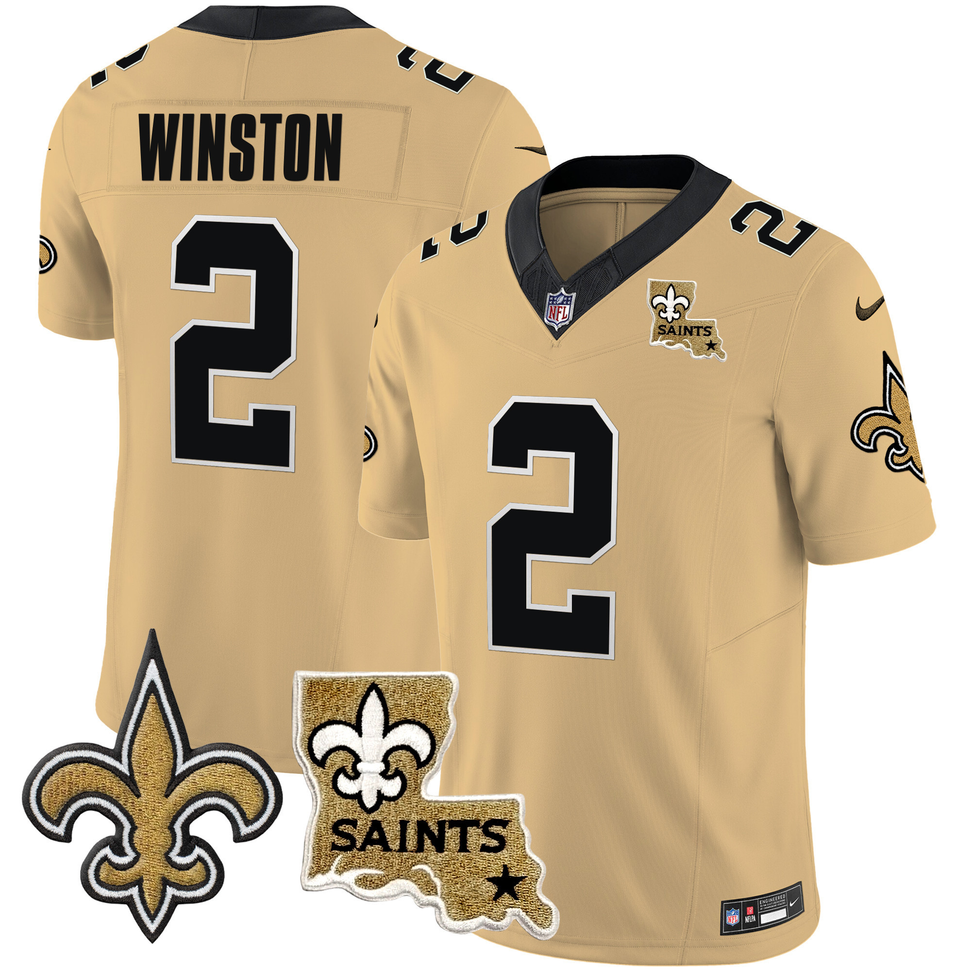 Jameis Winston Men's New Orleans Saints Vapor Limited Gold Jersey - All Stitched