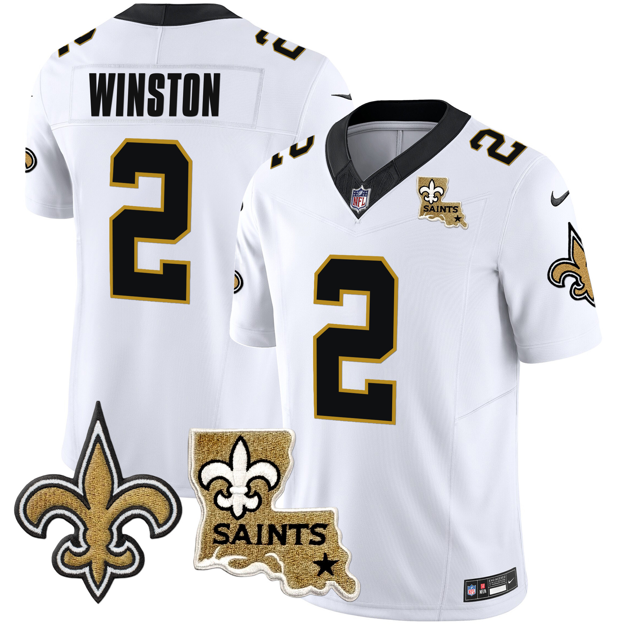Jameis Winston Men's New Orleans Saints Vapor Limited White Jersey - All Stitched