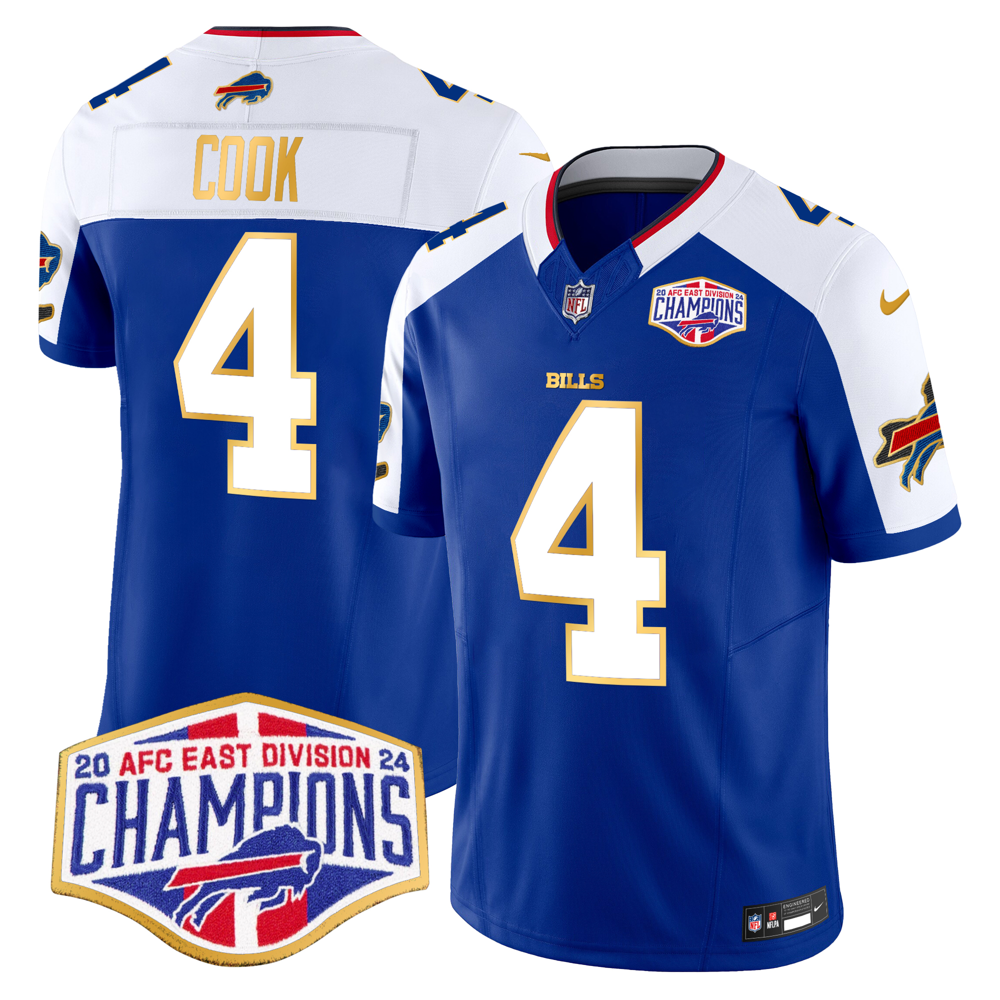 James Cook Men's Buffalo Bills 2024 AFC East Division Champions Gold Trim Vapor Limited Royal Alternate Jersey - All Stitched