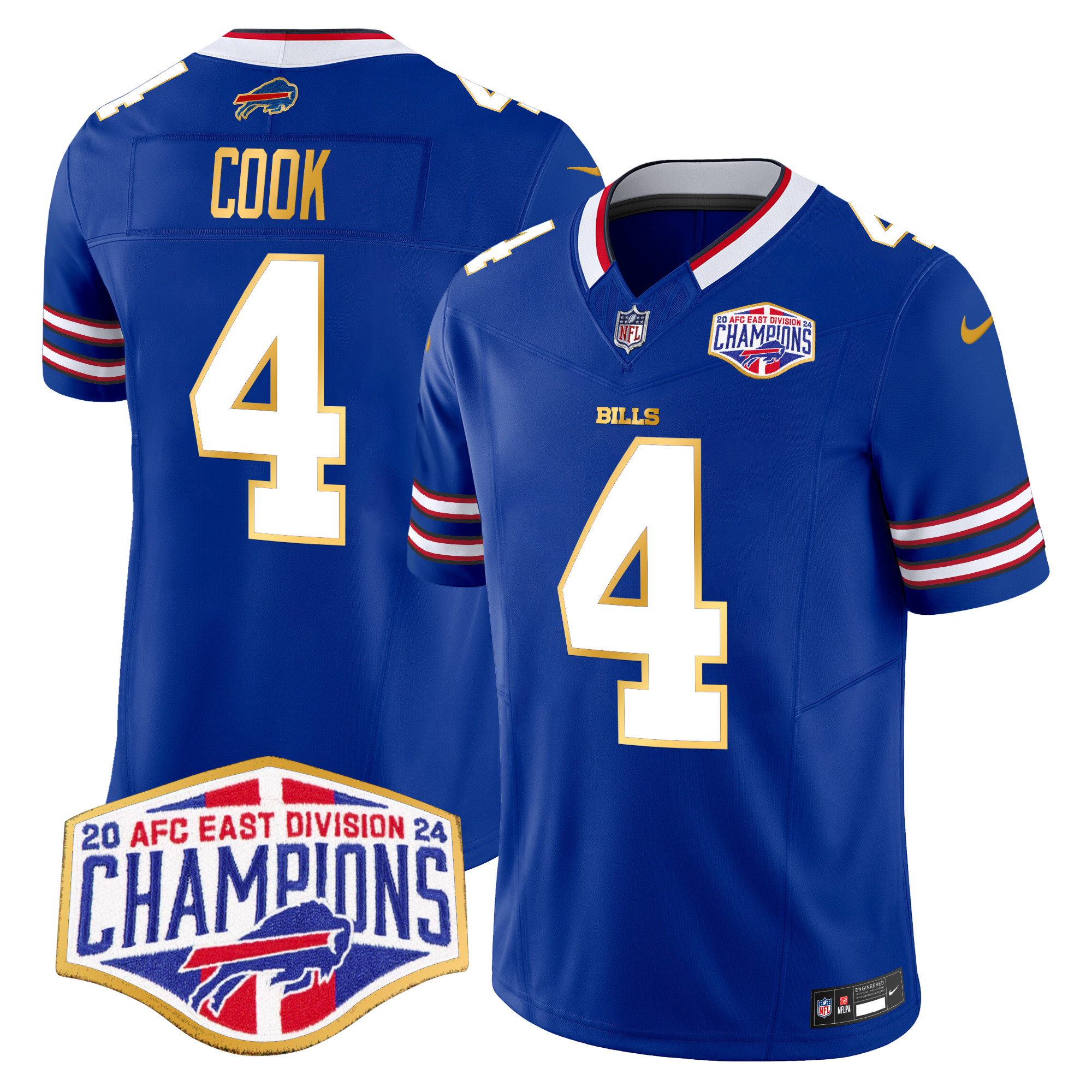 James Cook Men's Buffalo Bills 2024 AFC East Division Champions Gold Trim Vapor Limited Royal Jersey - All Stitched