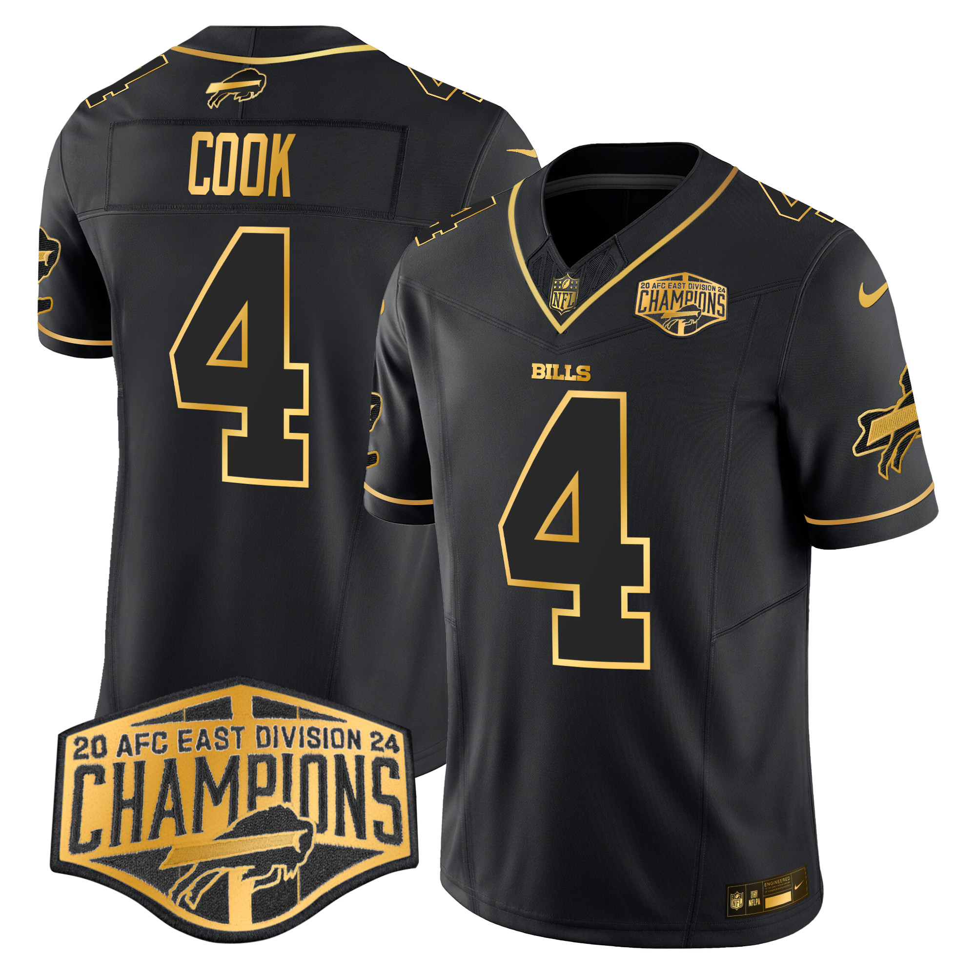 James Cook Men's Buffalo Bills 2024 AFC East Division Champions Gold Vapor Limited Black Gold Jersey - All Stitched