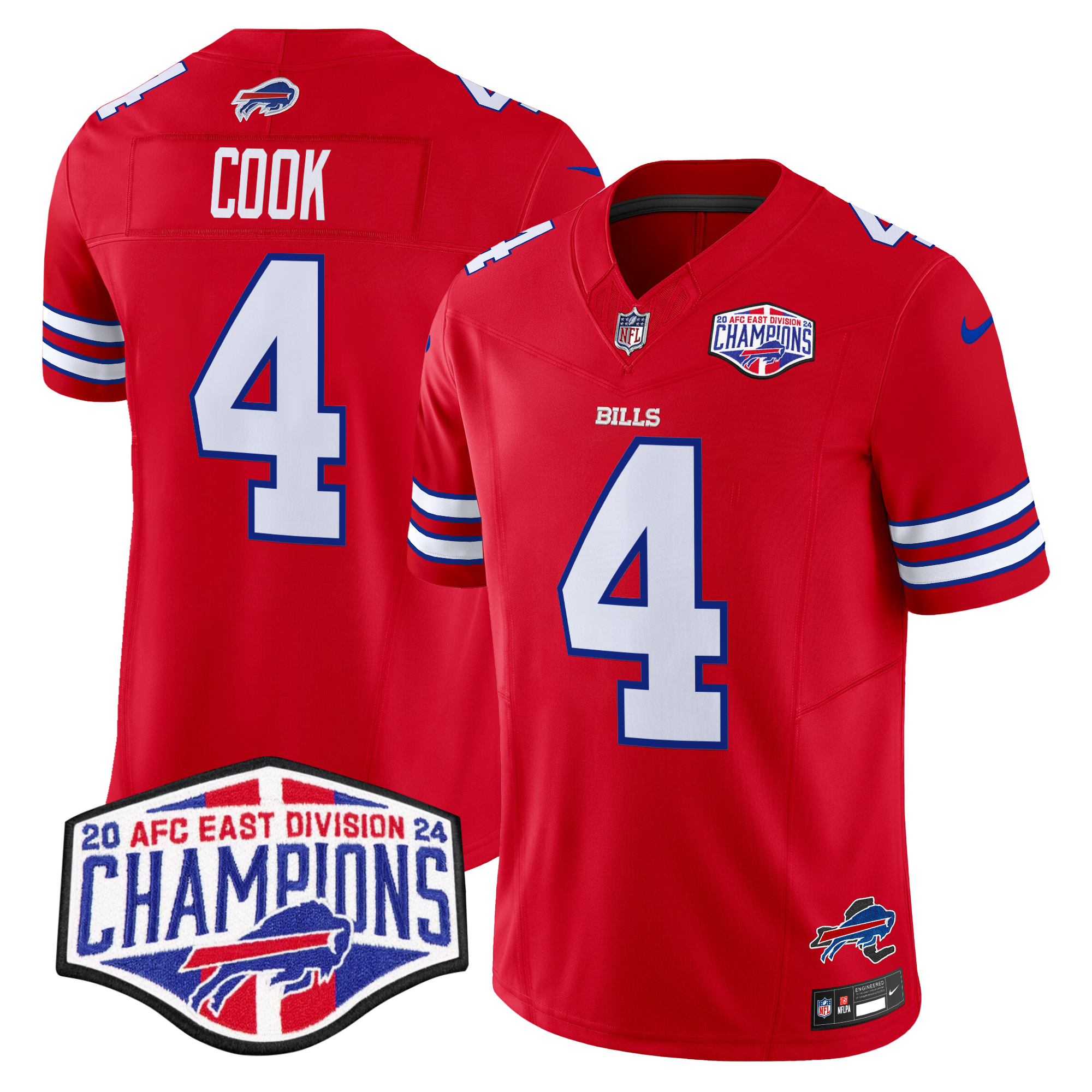 James Cook Men's Buffalo Bills 2024 AFC East Division Champions Vapor Limited Red Jersey - All Stitched