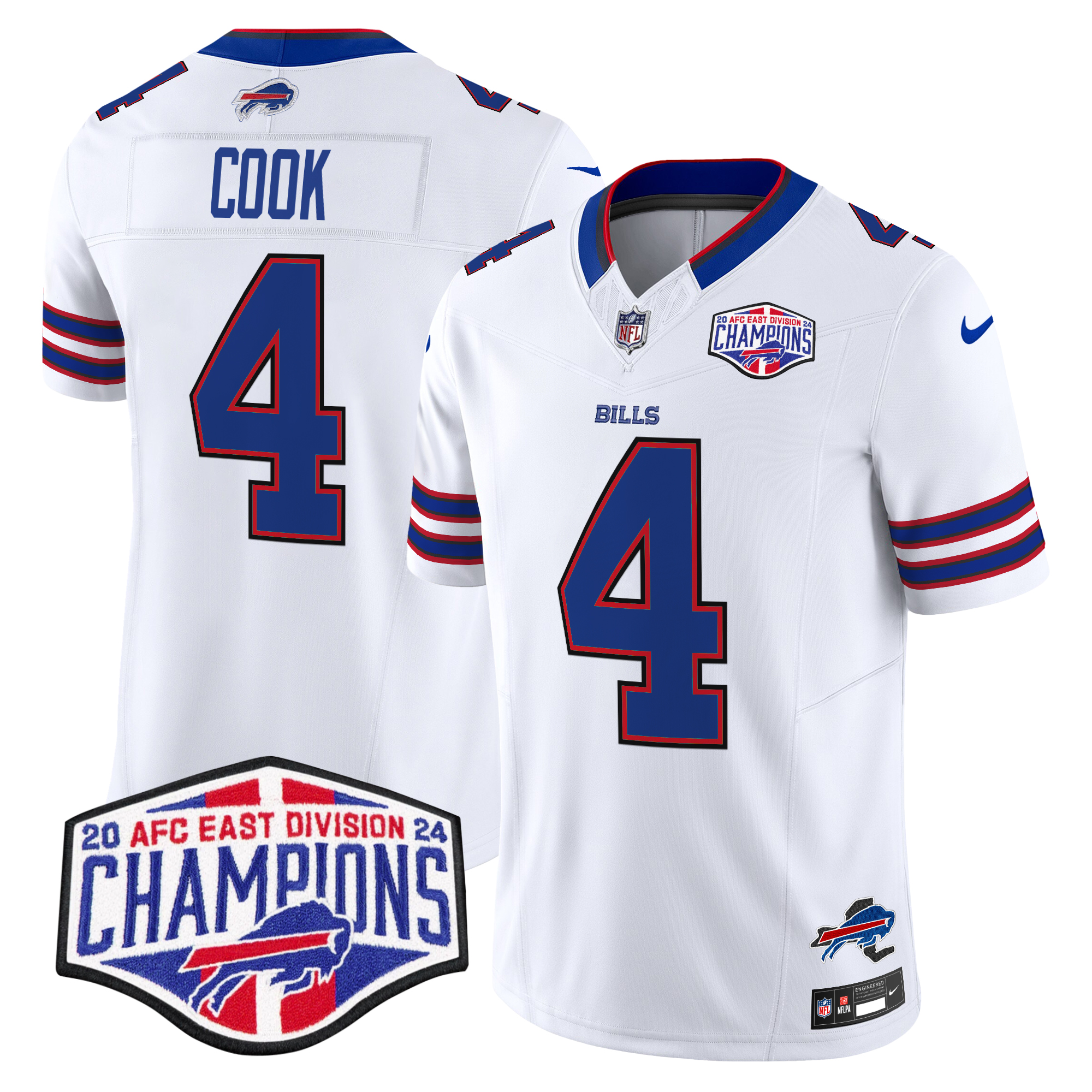 James Cook Men's Buffalo Bills 2024 AFC East Division Champions Vapor Limited White Jersey - All Stitched