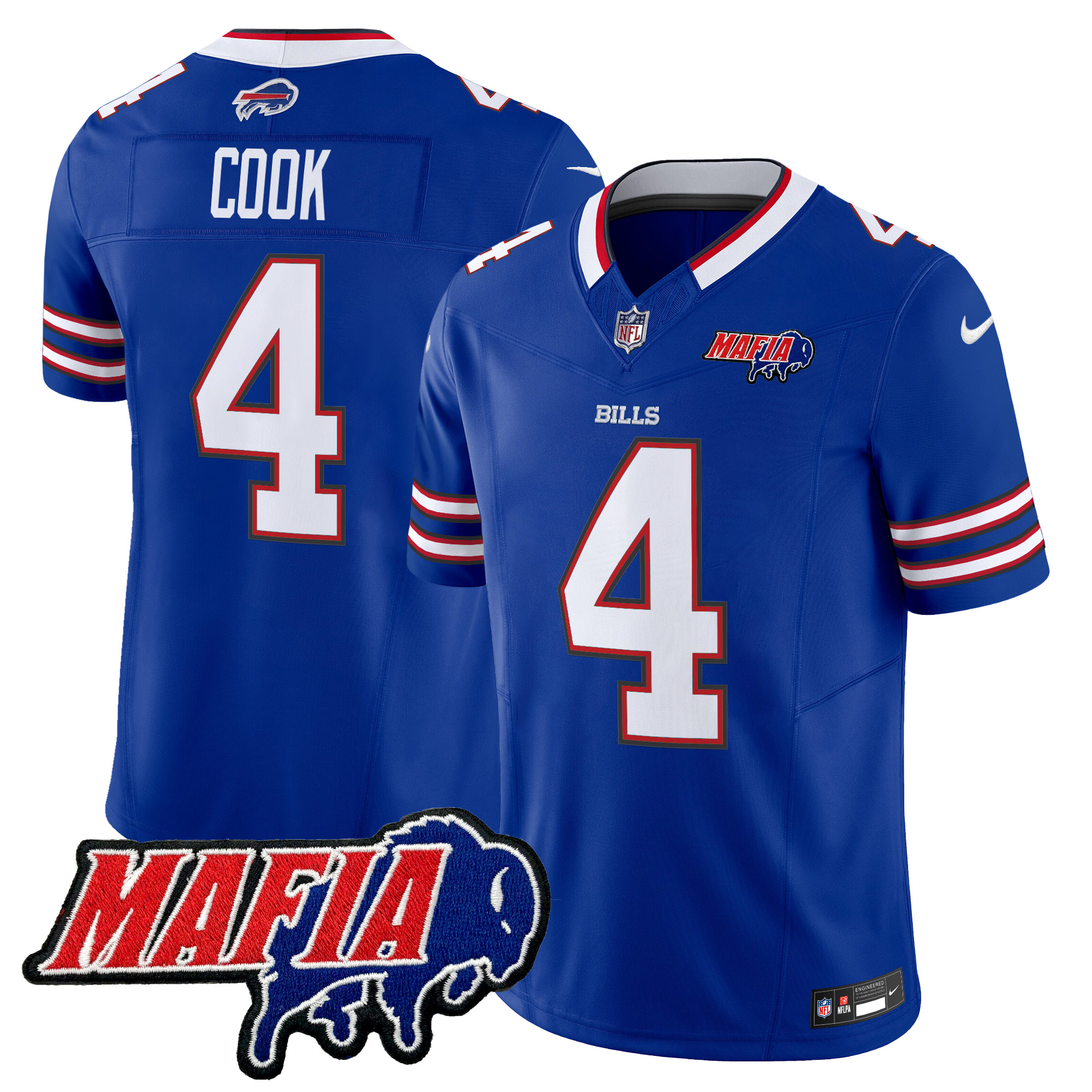 James Cook Men's Buffalo Bills 2024 Buffalo Bills Mafia Patch Vapor Limited Royal Jersey - All Stitched