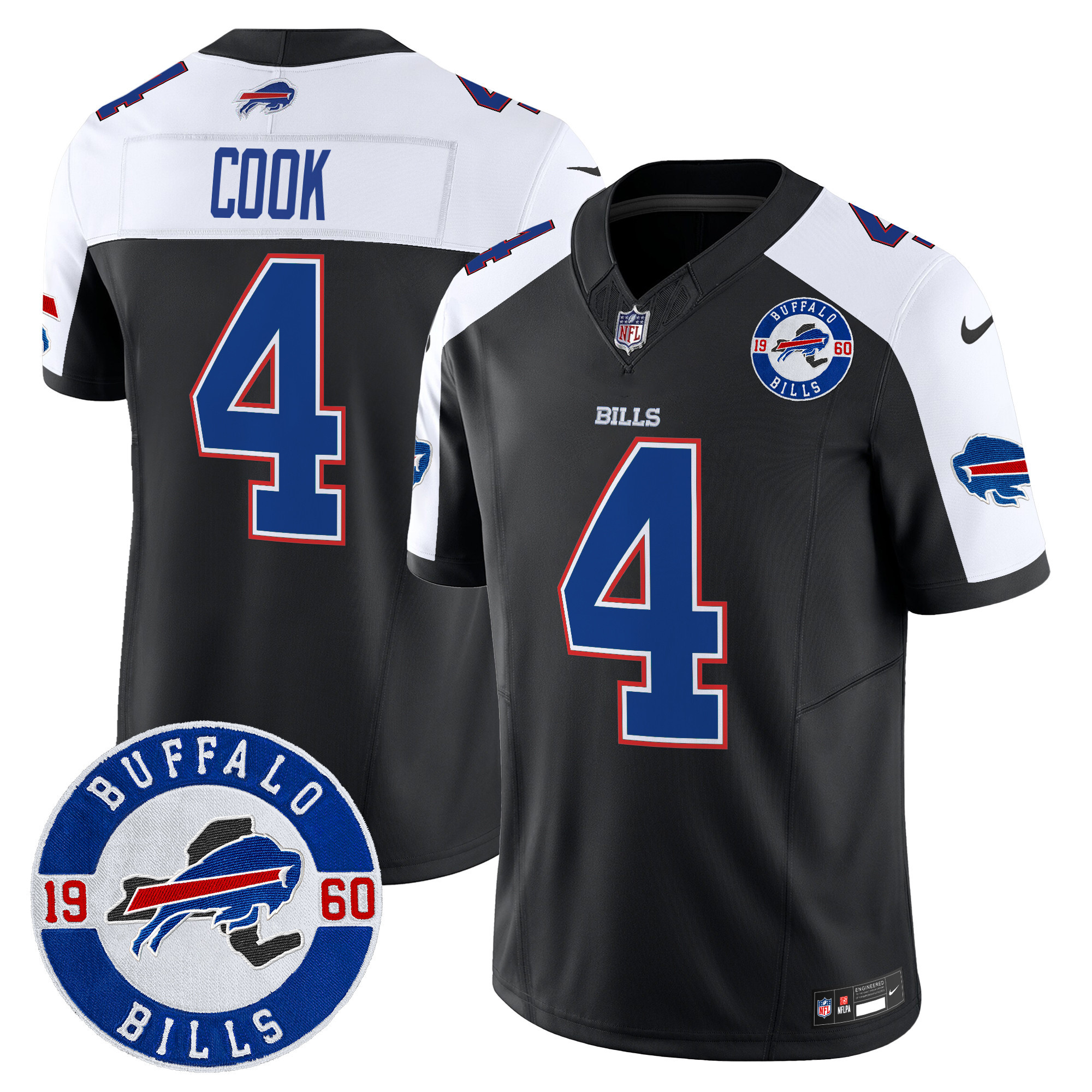 James Cook Men's Buffalo Bills 2024 Vapor Limited Black Alternate Jersey - All Stitched