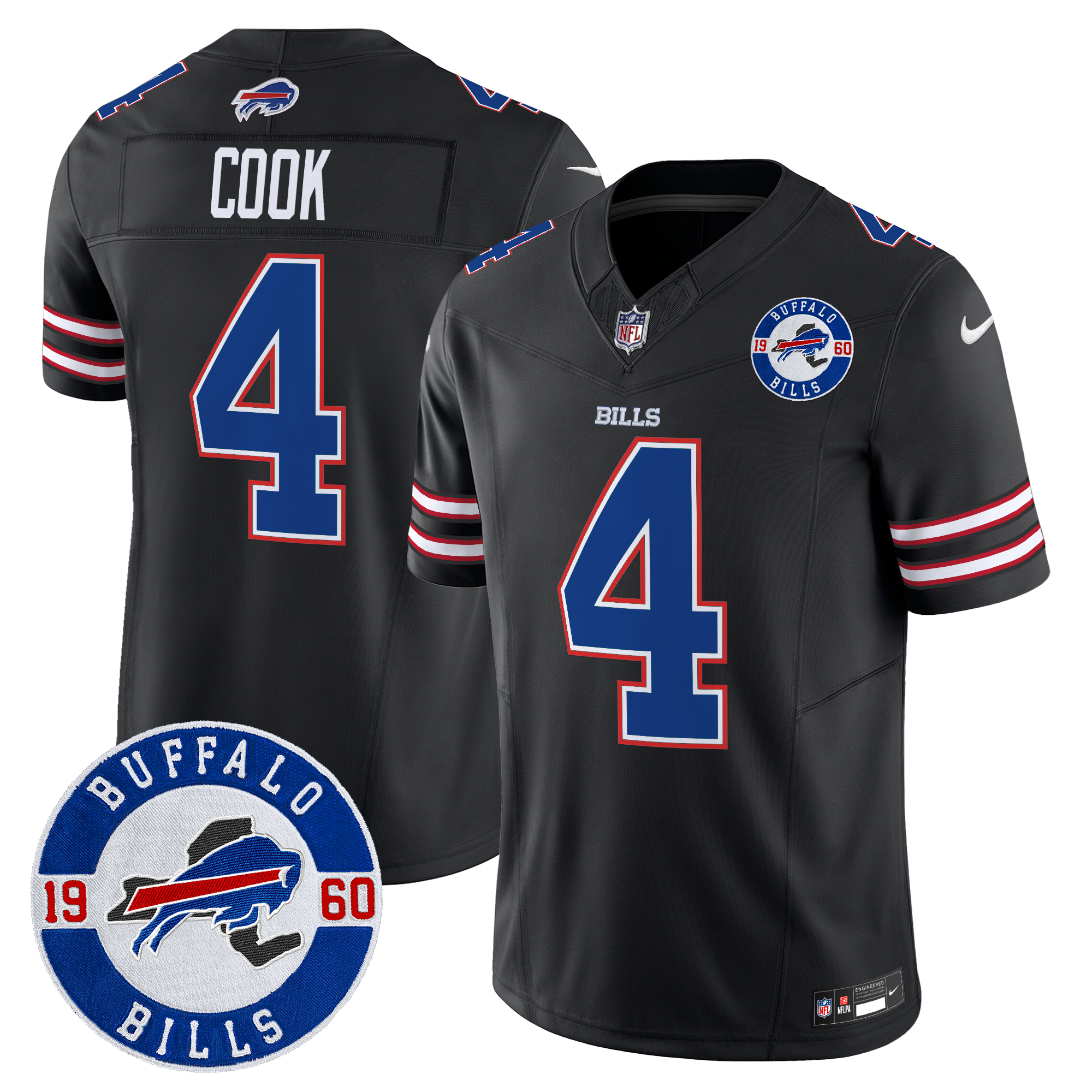 James Cook Men's Buffalo Bills 2024 Vapor Limited Black Jersey - All Stitched