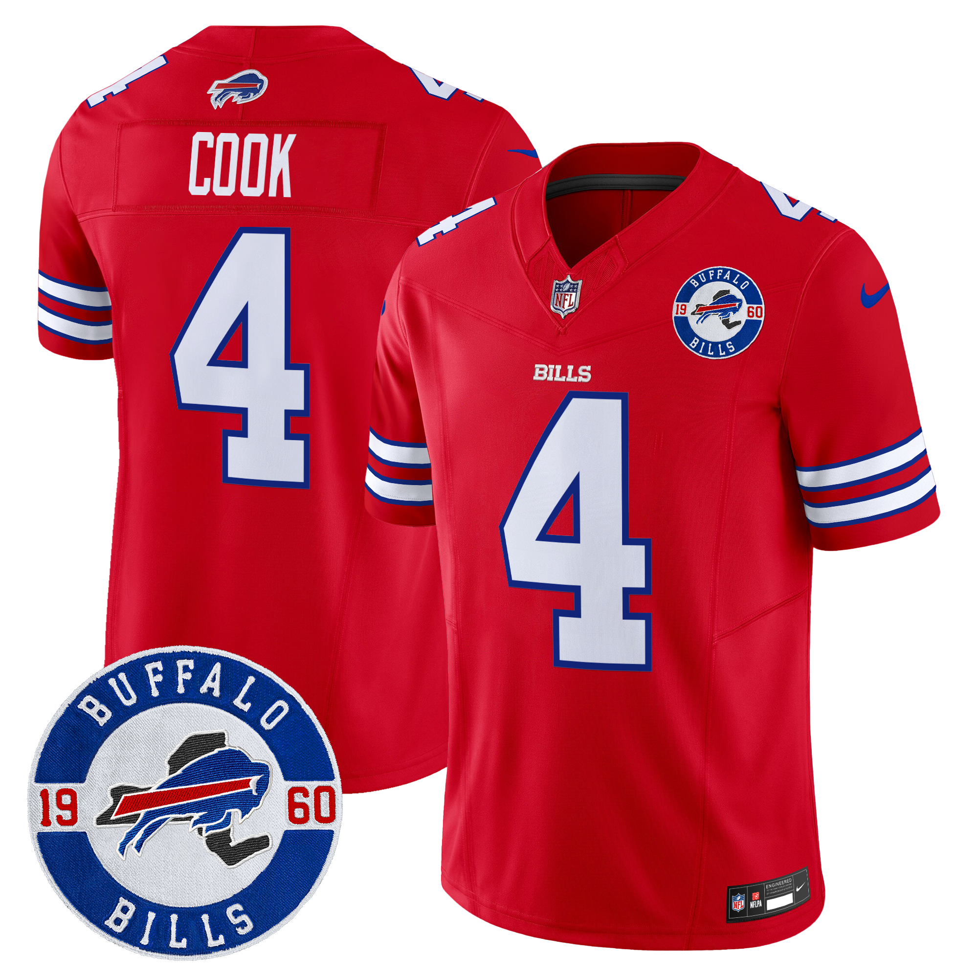 James Cook Men's Buffalo Bills 2024 Vapor Limited Red Jersey - All Stitched