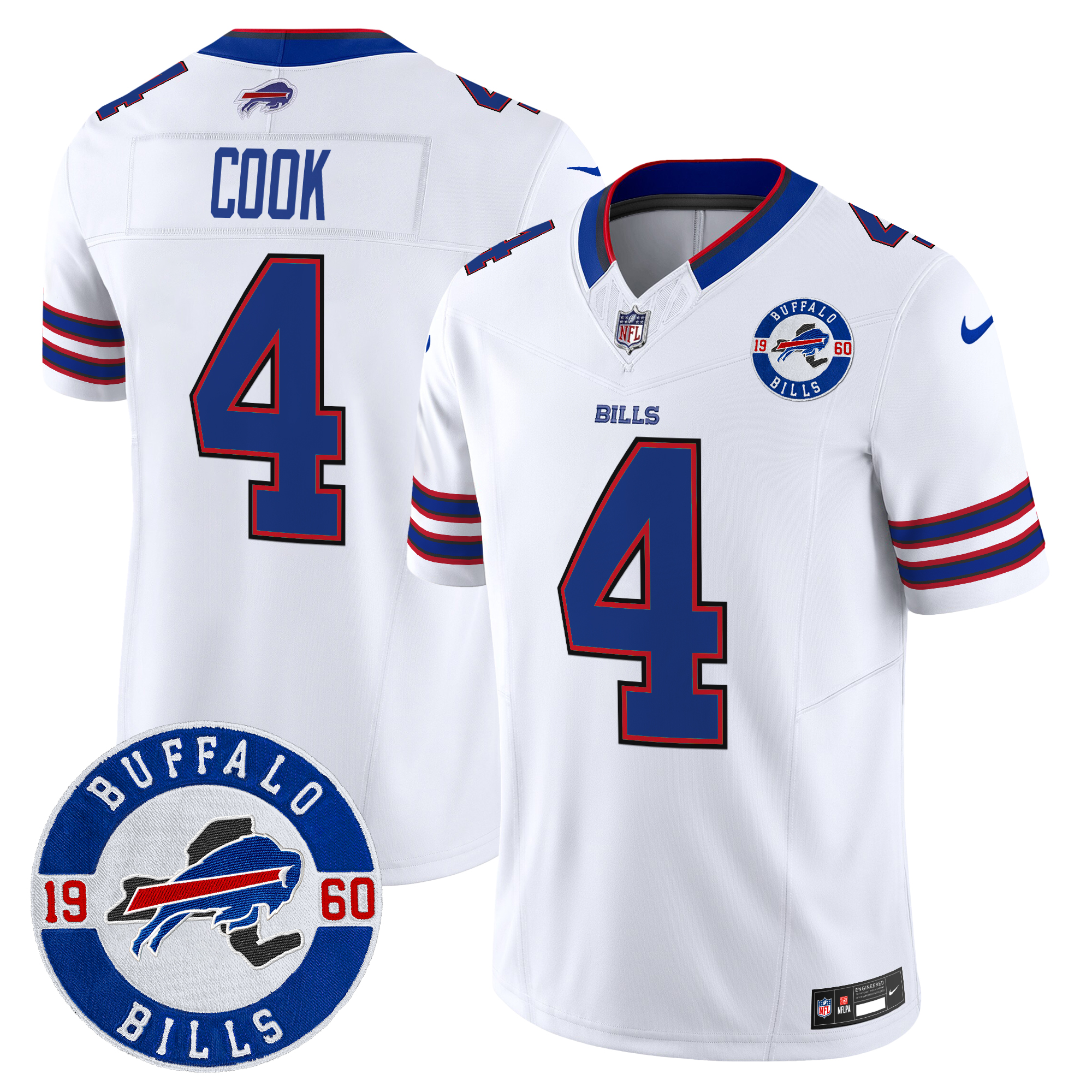 James Cook Men's Buffalo Bills 2024 Vapor Limited White Jersey - All Stitched